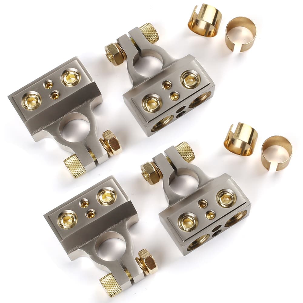 TEMU 4pcs Battery Terminal Connectors, 0/2/4/6/8/10 Awg Battery Terminals, Heavy Duty Car Battery Terminal, Top Post Multiple For Marine