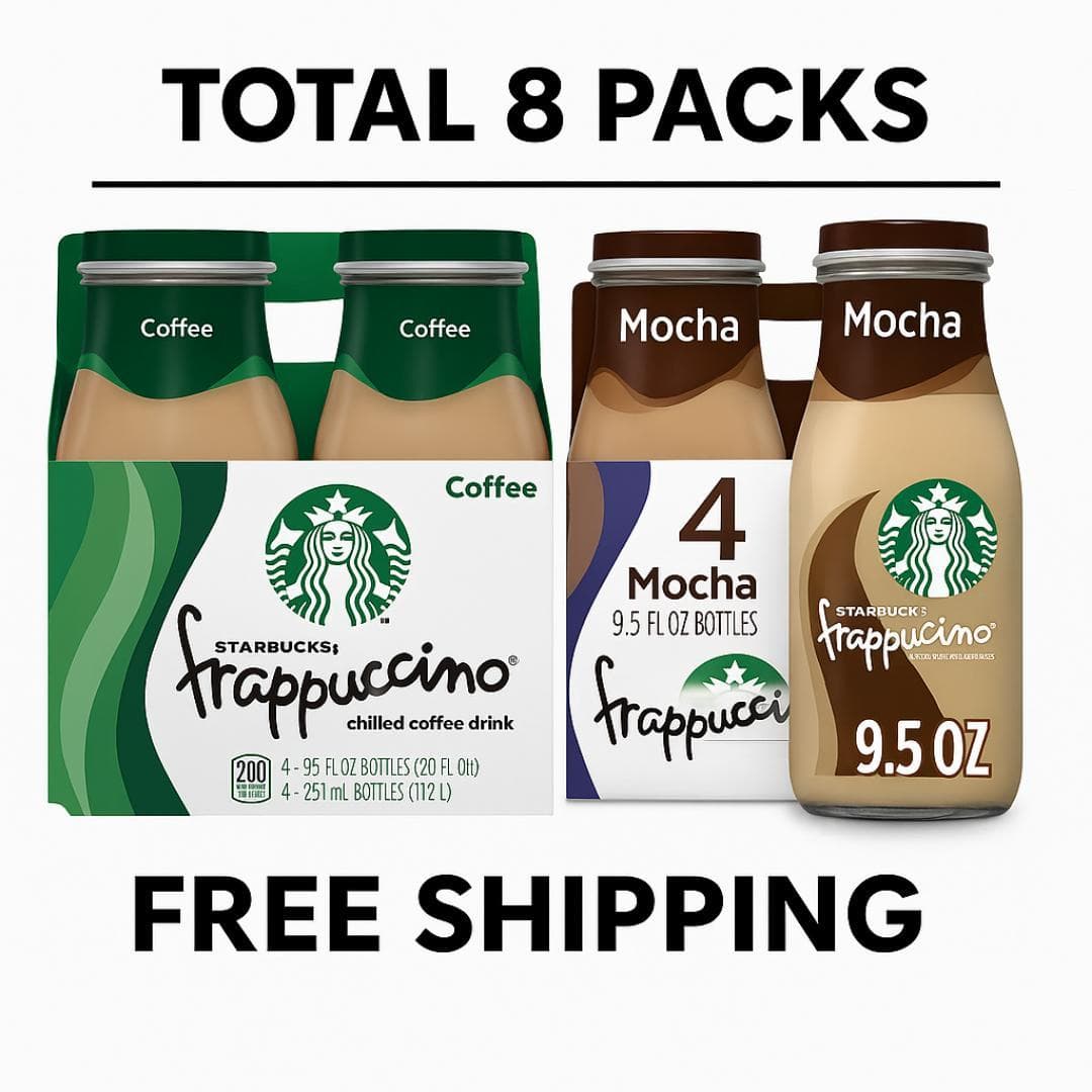 TEMU Frappuccino Chilled Coffee Drink Variety Pack – Coffee & Mocha Flavors, 9.5 Fl Oz Bottles, Total 8 Pack – Ready-to-drink Iced Coffee Beverage With Rich, Smooth Taste – Free Shipping