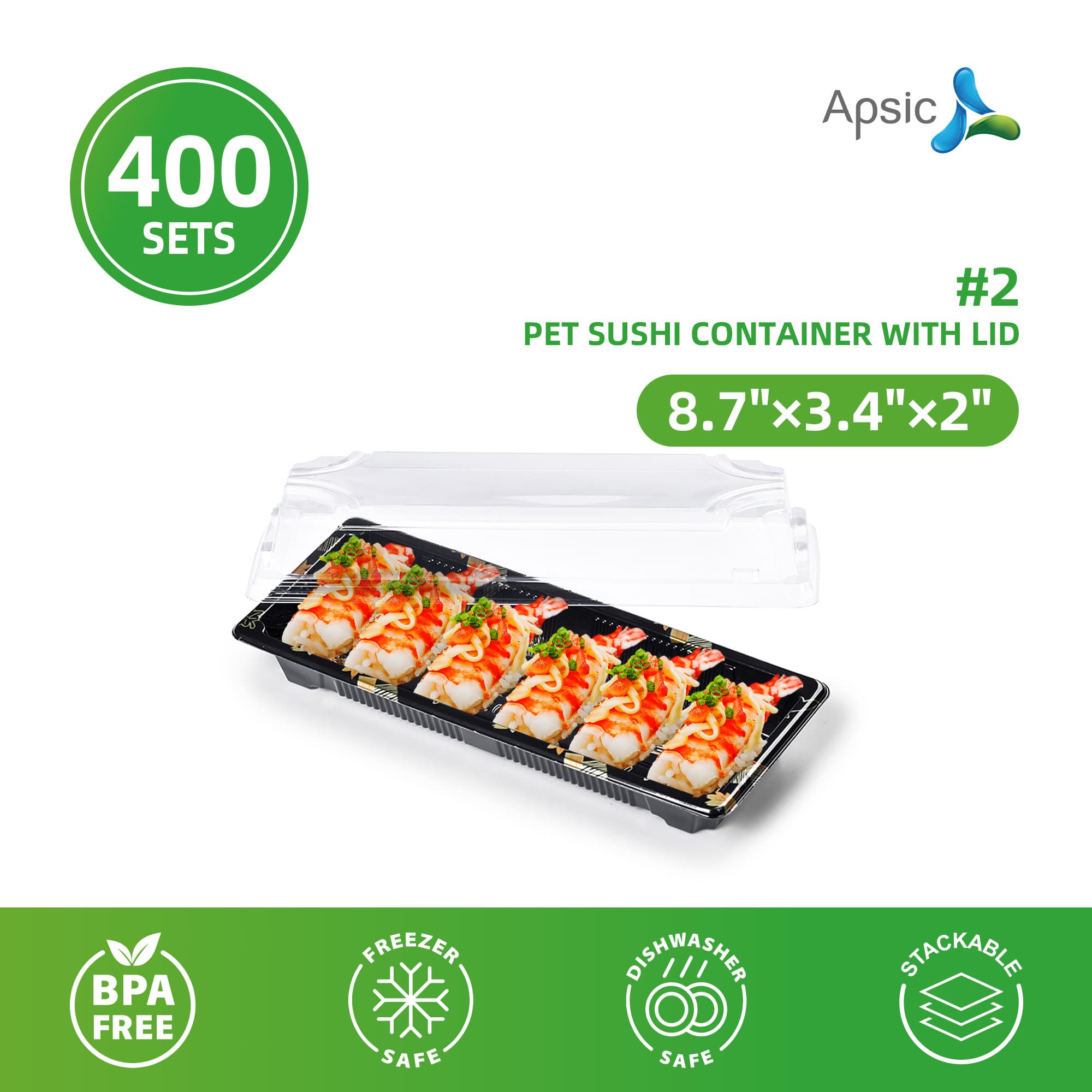 TEMU 400 Sets Disposable Sushi Containers With Clear Lids, Plastic Rectangle Sushi Tray Food Container In Small And Large Size, Plate, Boxes, Sushi Packing Box For Restaurant, Home, Party Supplies