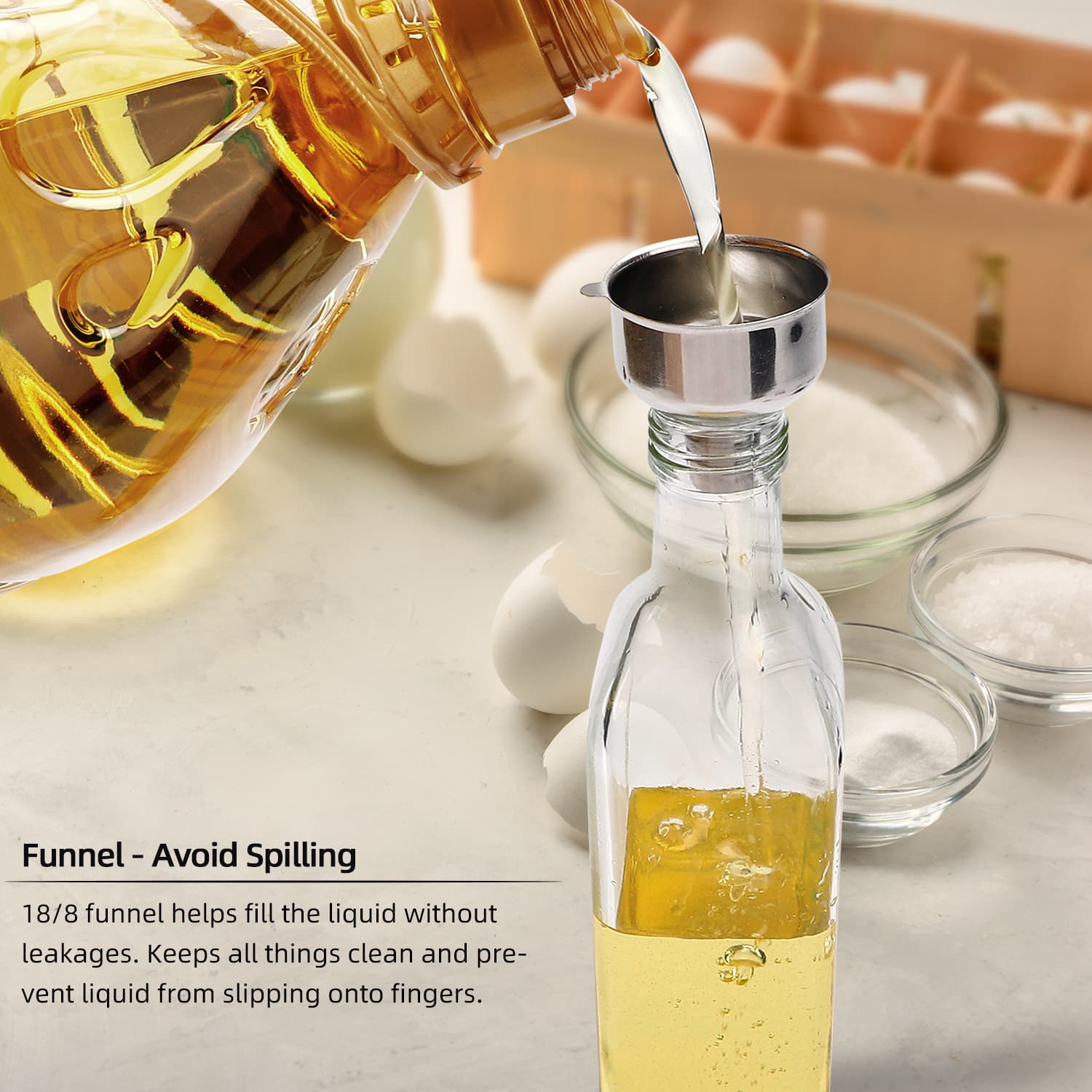 TEMU 4 /8pcs Oil Dispenser Bottle, 17oz Glass Oil Bottle For Kitchen, Set With 6 Spout, 6 Labels And 1 Funnel, For Home, Shopping Mall And Restaurant, Container Of Cooking Oil And Vinegar Dispenser