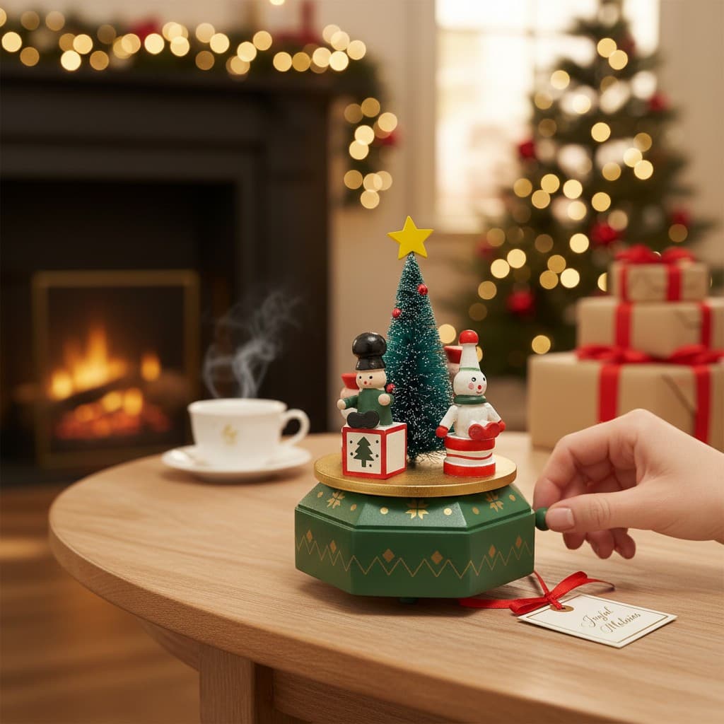TEMU 1pc -panel Christmas Tree With Pendant Musical Box, Music Bell, -note Box Gift For Party, Valentine's Day Gift Box Set