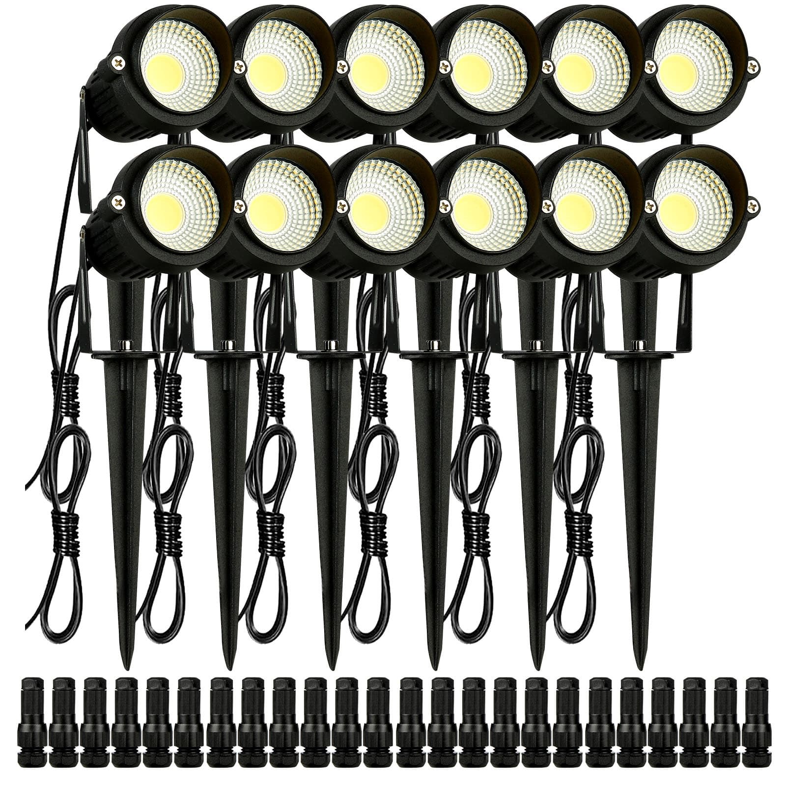 TEMU Vevor 12pcs Lighting, 6w Low Voltage Led Lights, 12v 24v 450lm Warm White 3000k (12 Pack With Connectors)