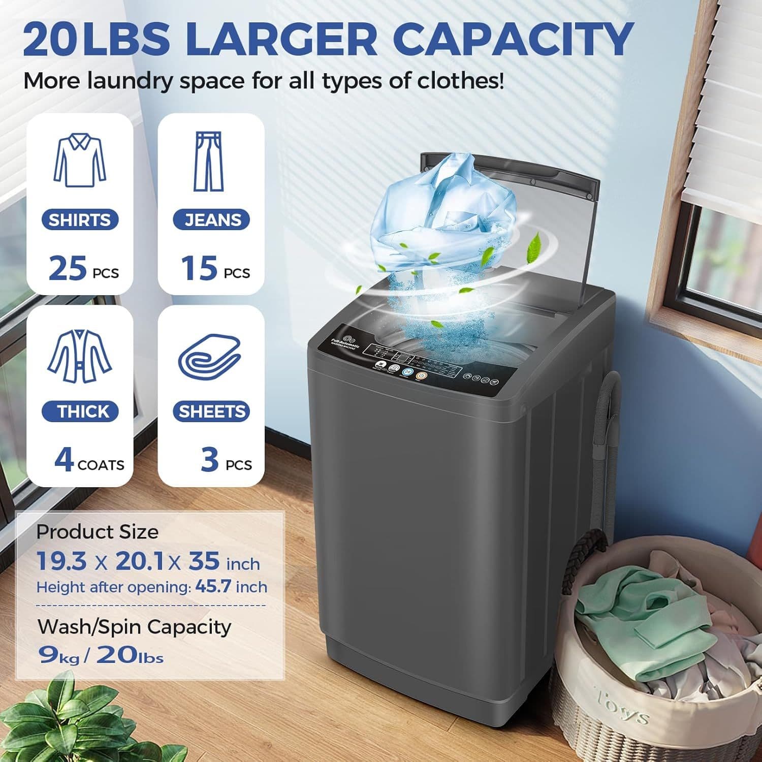 TEMU 20.1lbs Portable Washing Machine Homdox Portable Washer, 2.8 Cu.ft Washer And Dryer Combo With Drain Pump, 10 Programs 8 Water Level Compact Laundry Washer For Home, Apartment, Rv, Dorms
