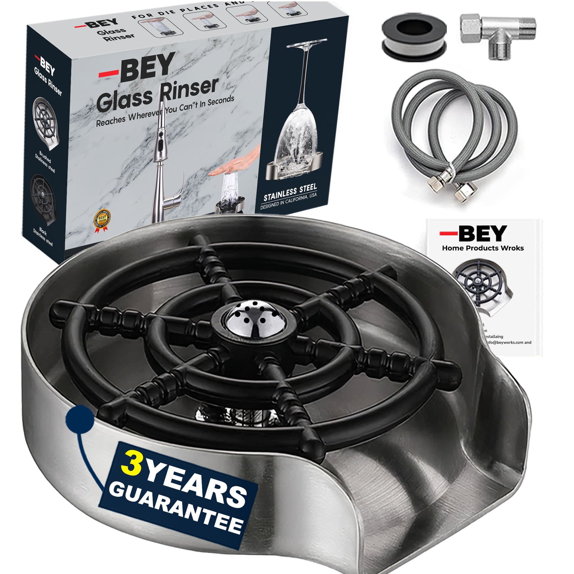 TEMU Bey Automatic - Powerful Cup Washer For Kitchen Sink, Stainless Steel Baby Bottle Cleaner Sinks Attachment, Bar Accessories Spray Metal
