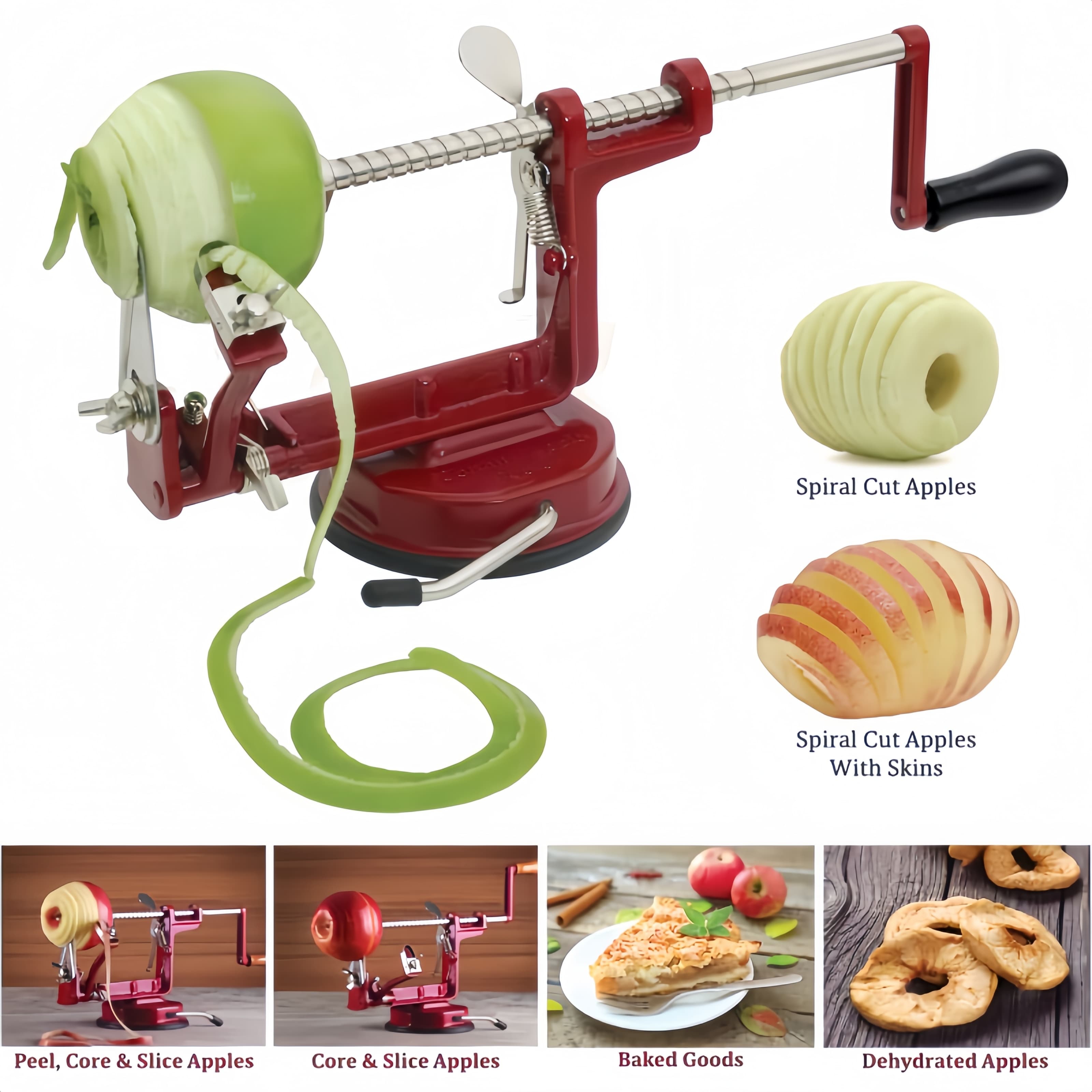 TEMU Peeler Corer, Long Lasting Metal Alloy Peeler Slicer Corer With Stainless Steel Blades And Powerful Suction Base For And Potato, Red - Christmas Gifts