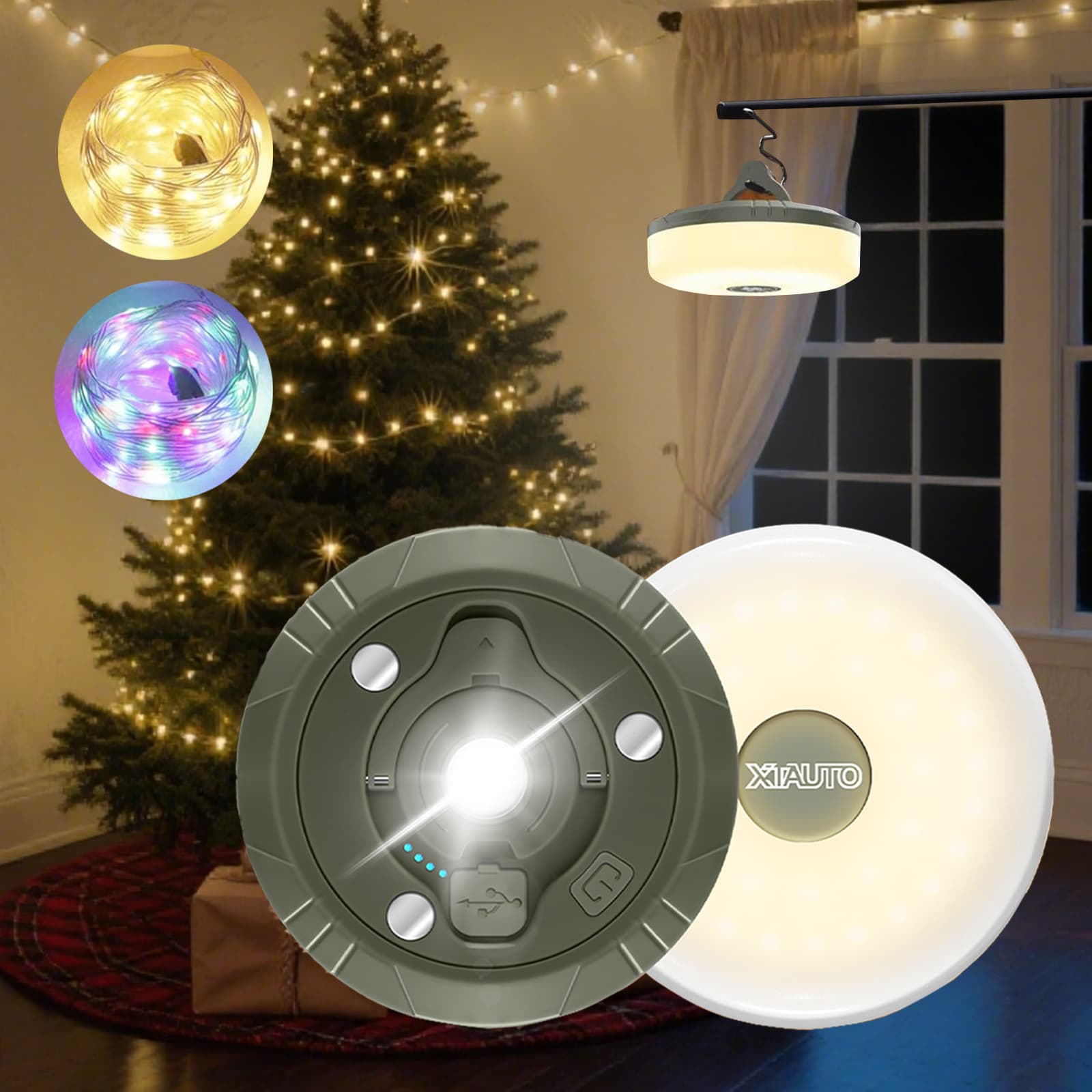 TEMU Multifunction Camping Light String, 8 Lighting , Camping String Light With Magnetic Base, Christmas Decorations For Home,wedding,party,camping, Tent, Garden, Yard
