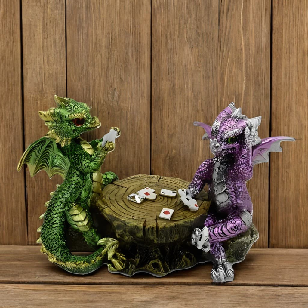 TEMU 6.5"w Dragons Playing Chess Figurine Decorative Resin Statue Sculpture For Home, Office, Or Bookshelf – A Unique Collectible And Perfect Gift For , Holidays, And Birthdays