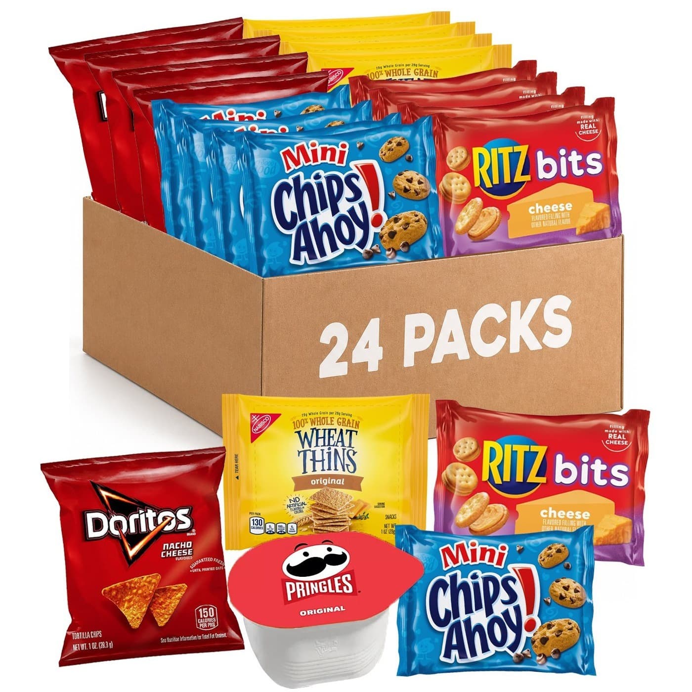 TEMU 24 Count Assorted Snack Packs - Mini Chips Ahoy!, Ritz Bits Cheese Crackers, Nutter Butter Bites, And Mini Nilla Wafers - 1 Oz Individual Snack Bags For Kids, Lunches, And On-the-go Snacking
