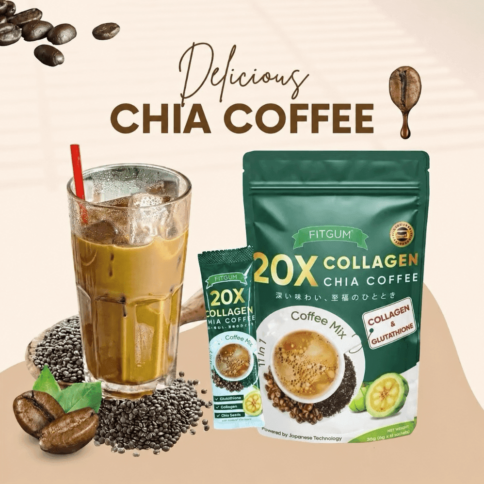 TEMU Fitgum Collagen Chia Coffee - 11in 1 Coffee Mix 36g (6 Sachets X 6g)