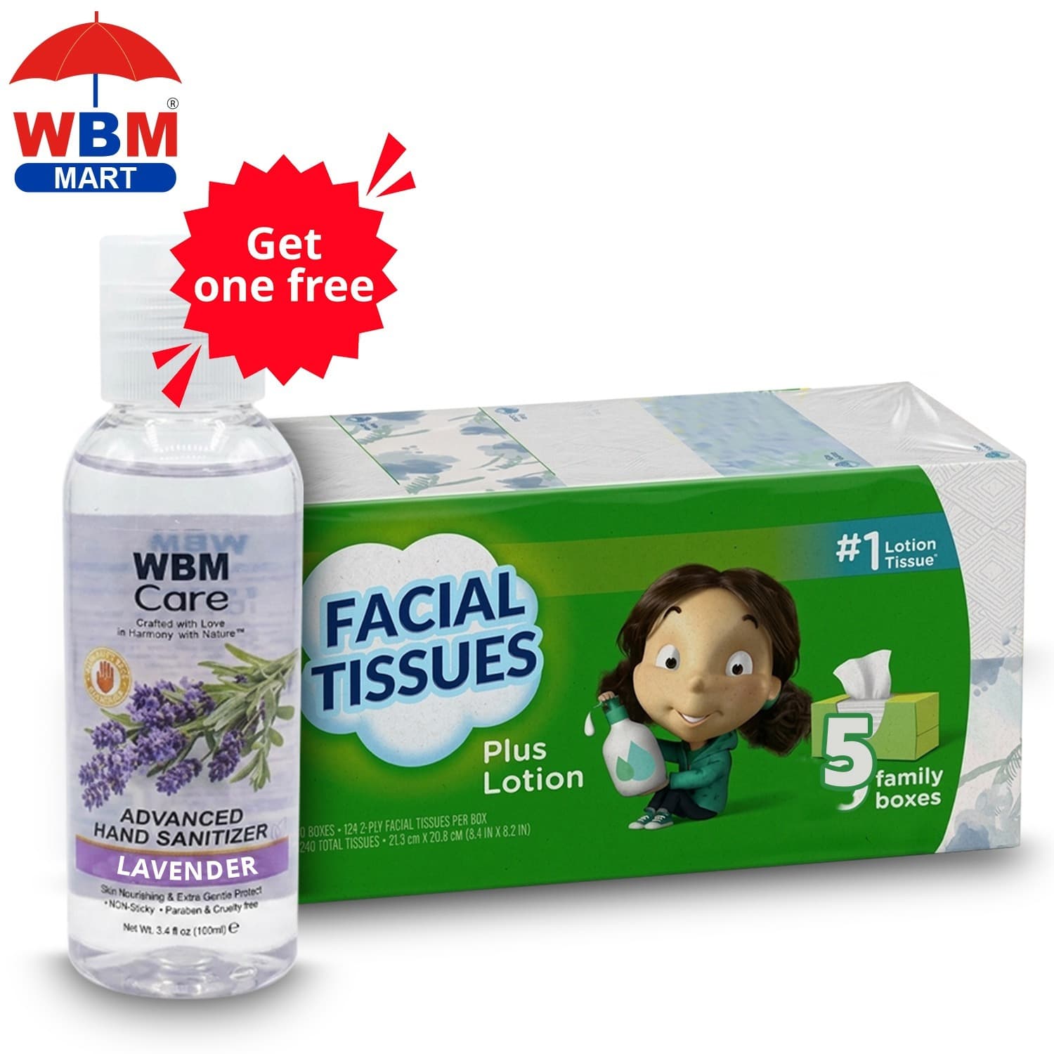 TEMU Facial Tissues, 5 Pk./124 Tissues Per Box