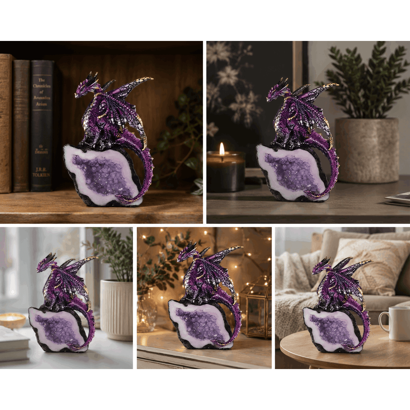 TEMU 5.5" H Purple Dragon Figurine Decorative Resin Statue Sculpture For Home, Office, Or Bookshelf – A Unique Collectible And Perfect Gift For , Holidays, And Birthdays