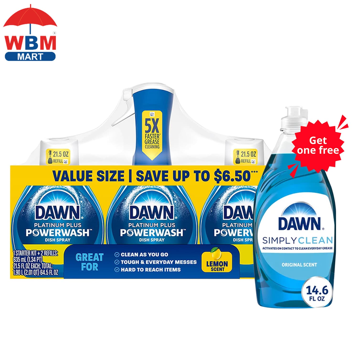 TEMU 64.5oz Dawn Dish Spray Bottle Set, , 1 Spray Bottle + 2 Refills