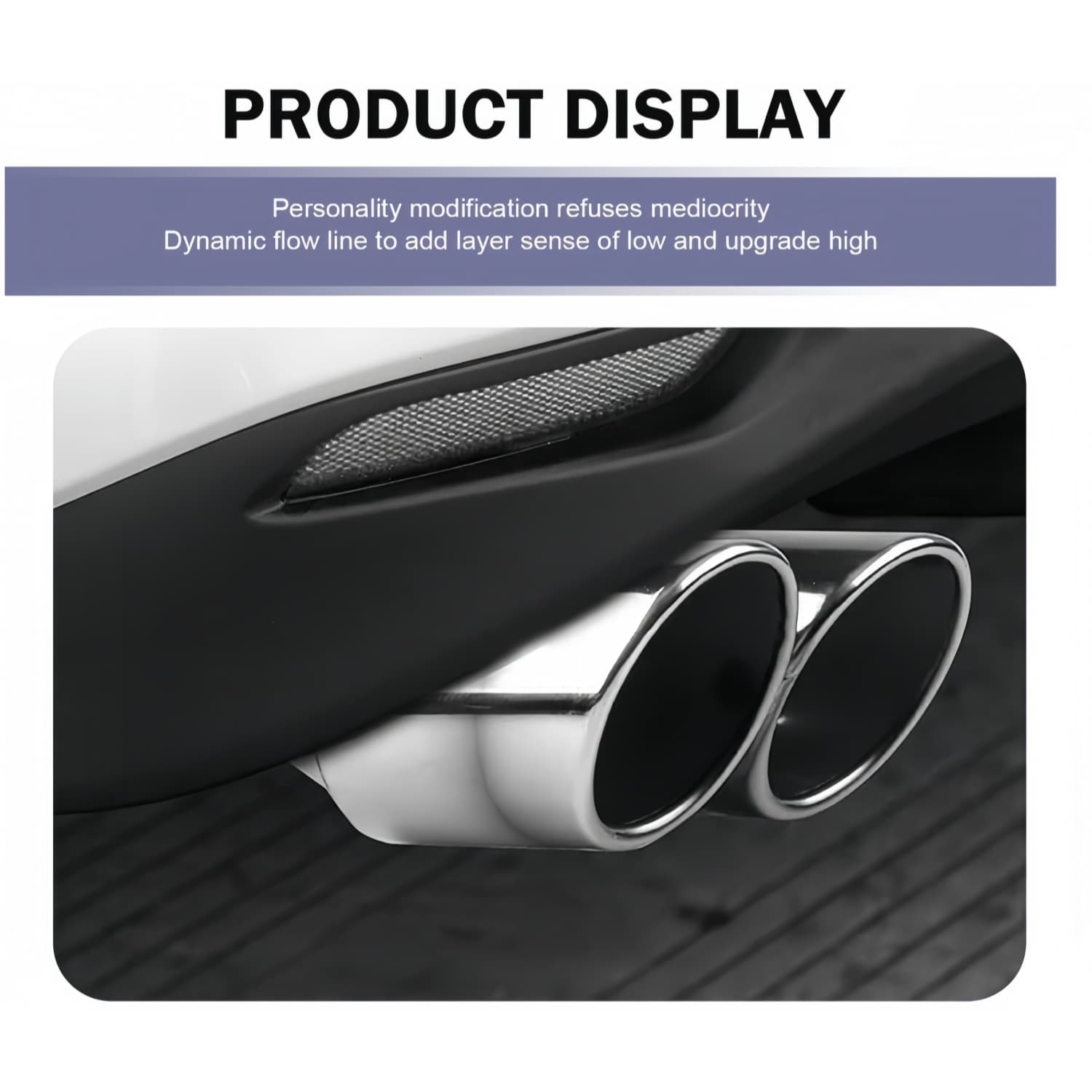 TEMU Universal Car Exhaust Pipe – 6" Curved Mouth Design – Waterproof Metal Muffler Tail Pipe (silver & Black, Adjustable Thickened)