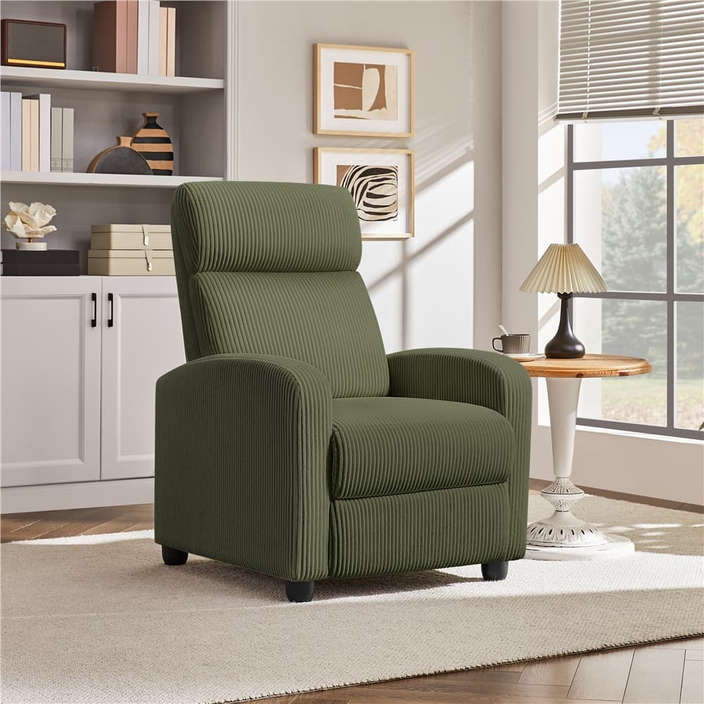 TEMU Corduroy Recliner Chair, Adjustable Single Reclining Sofa Armchair With Pocket Springs & Cozy Upholstered Lounge Seat For Living Room, Bedroom, Home Theater