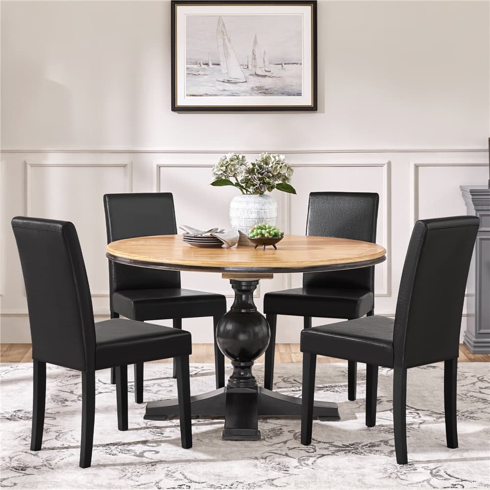 TEMU Upholstered Dining Chairs Set Of 2/4, Padded Leather Side Chairs With High Back & Rubberwood Legs, Modern Kitchen Chairs For Home, Kitchen & Restaurant, /gray/brown