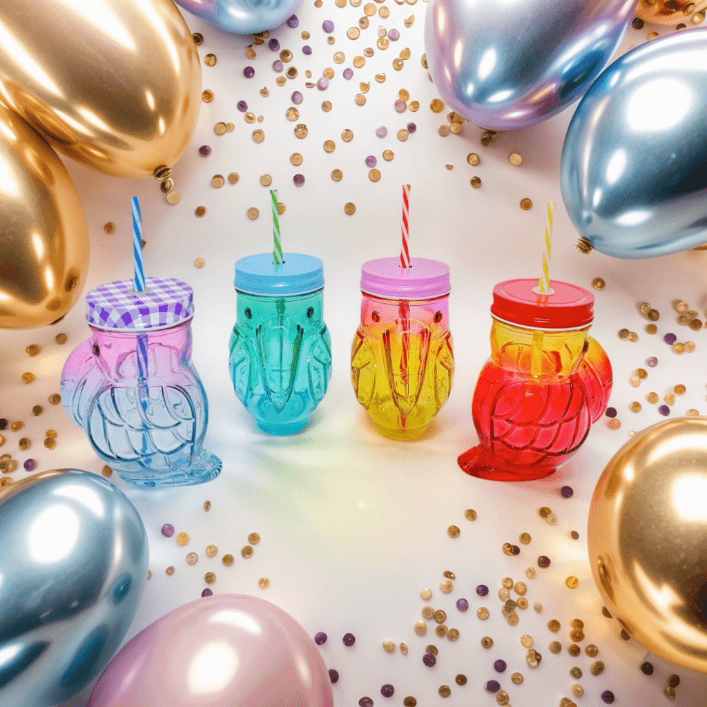 TEMU 15oz Owl Mason Jar Cup With Lid & Straw, Cute Animal Drinking Glass, Reusable Juice Milk Cup For Friend & Party, Random Color