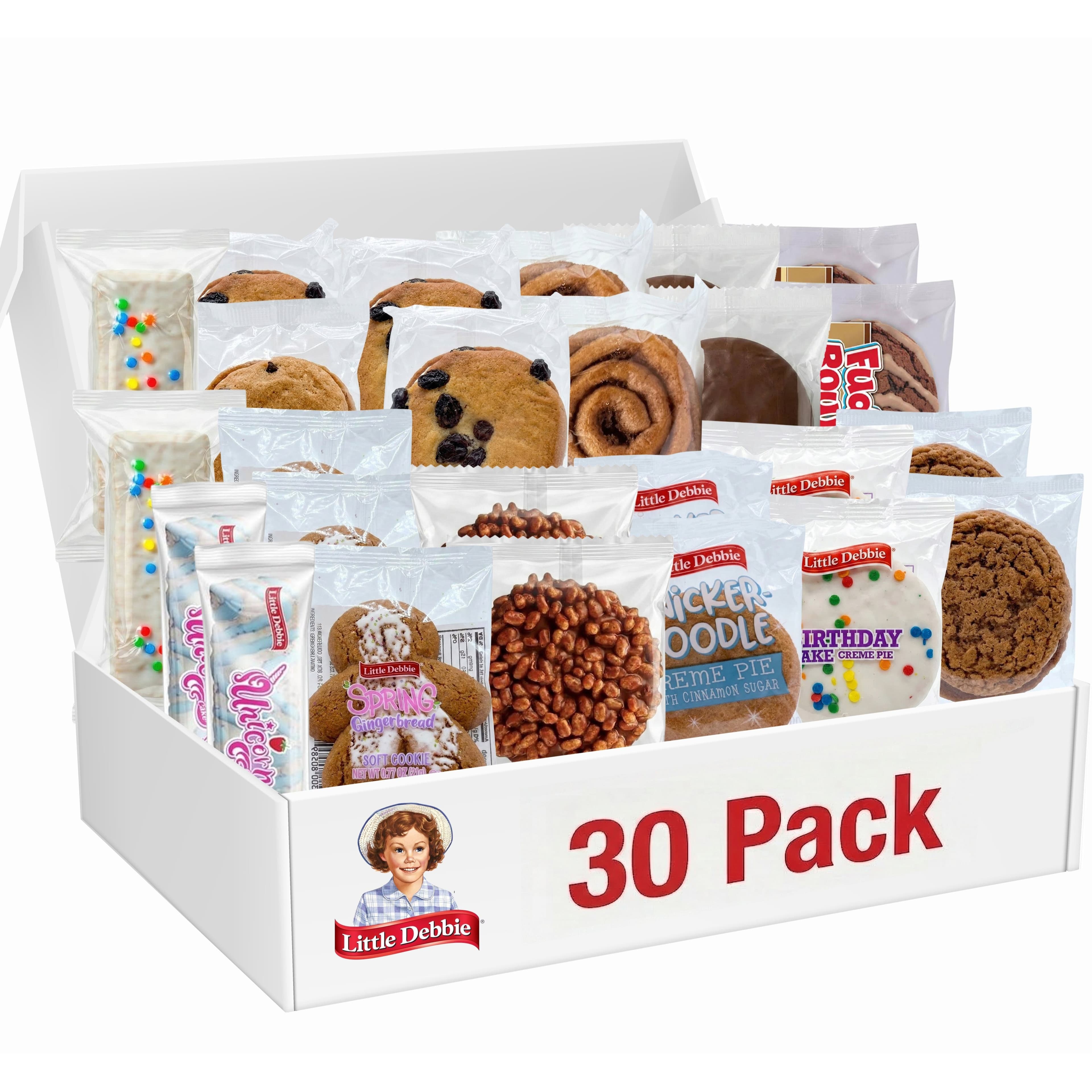 TEMU Little Debbie Snack Cakes Assorted Variety Pack, 30 Count Spring Assortment Of Individally Wrapped Pastries, Includes Assorted Single Cake Snacks For Travel, Offices, Lunchboxes, Gifts