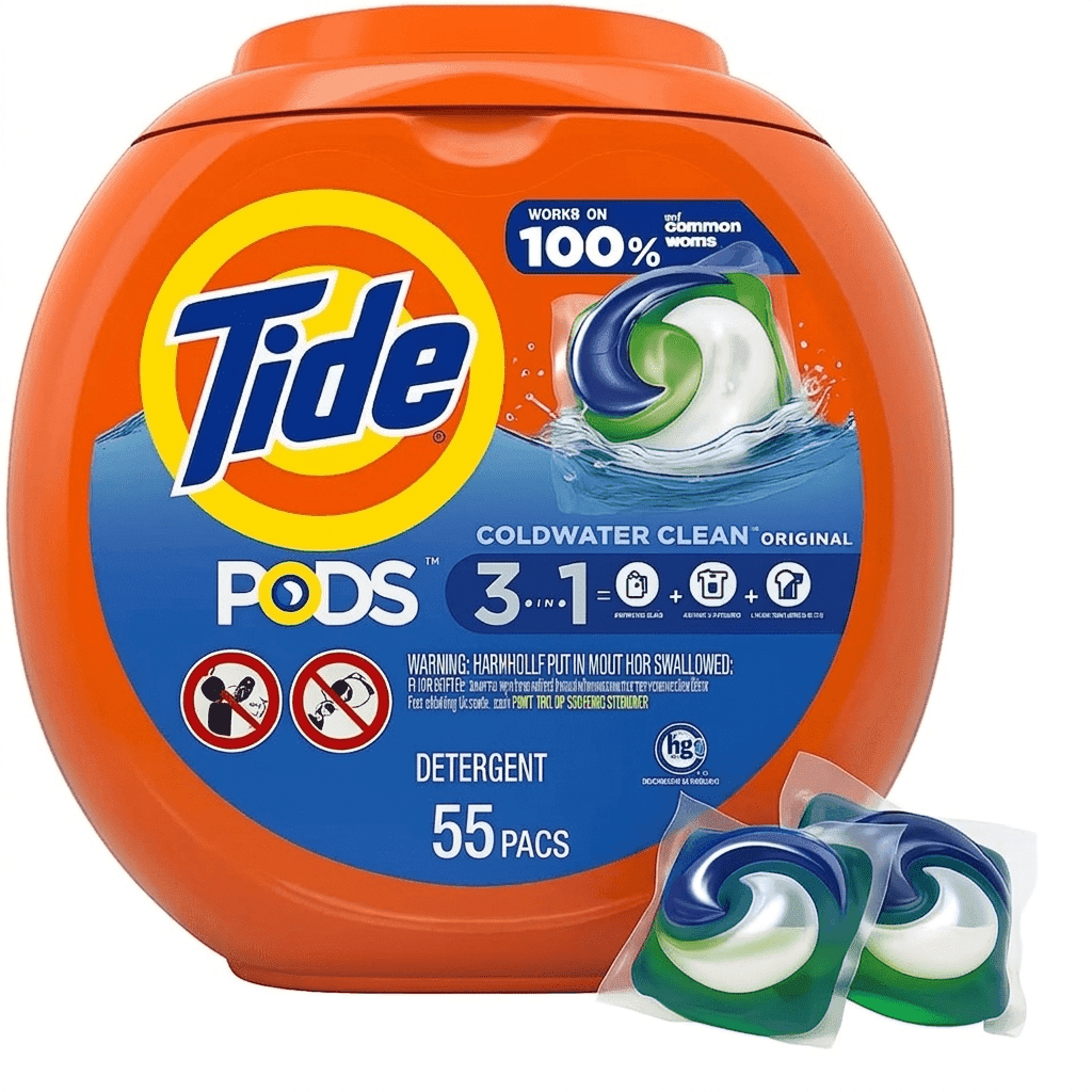 TEMU Laundry Detergent , 3-in-1 Stain Remover, , , 55 Count, He Compatible, Original Scent (packaging May )