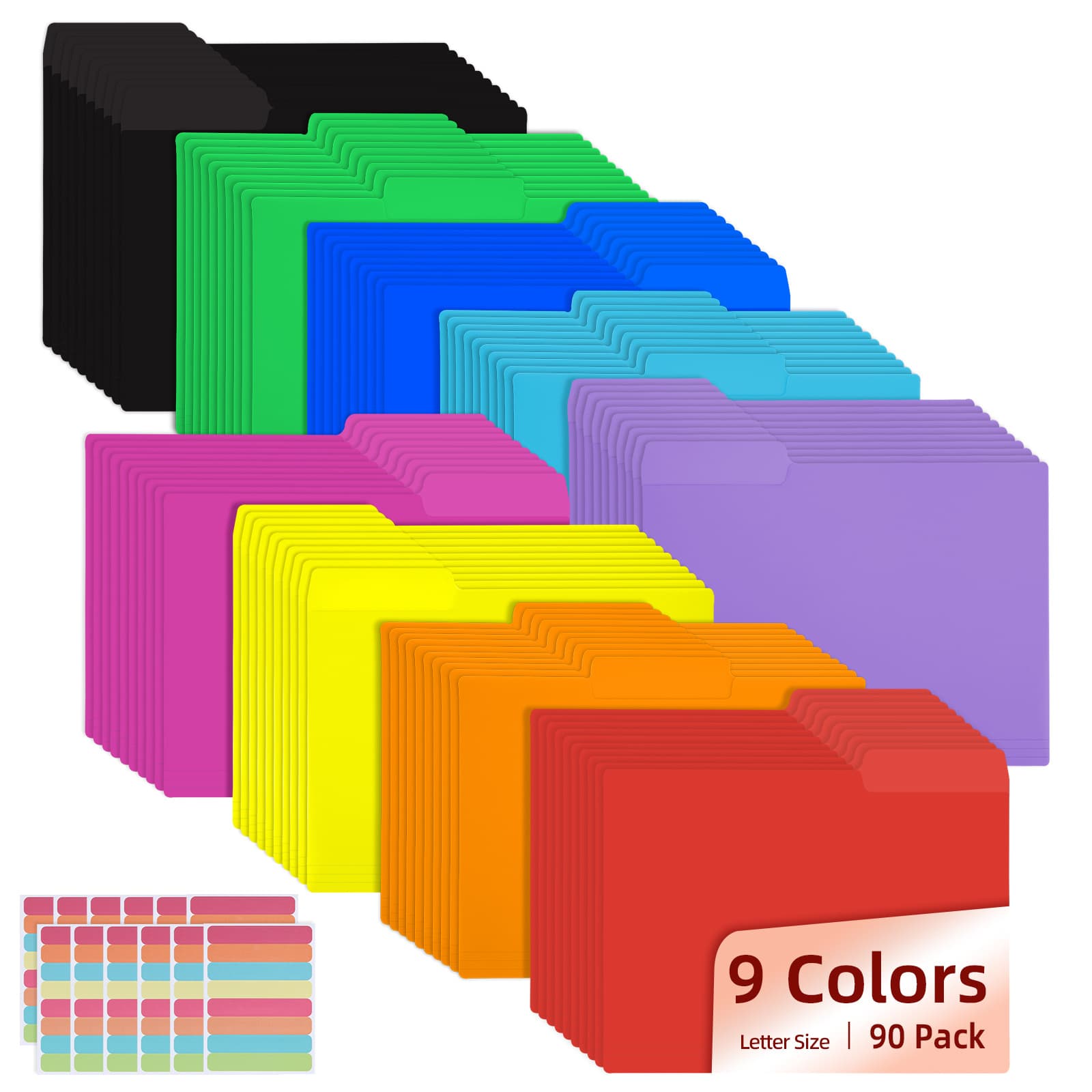 TEMU Whonline 90 Pcs File Folders, 9 X 11.6 In Folders, Colored File Folders Home Office, Back To School Supplies For Documents Files Paper, 9 Colors