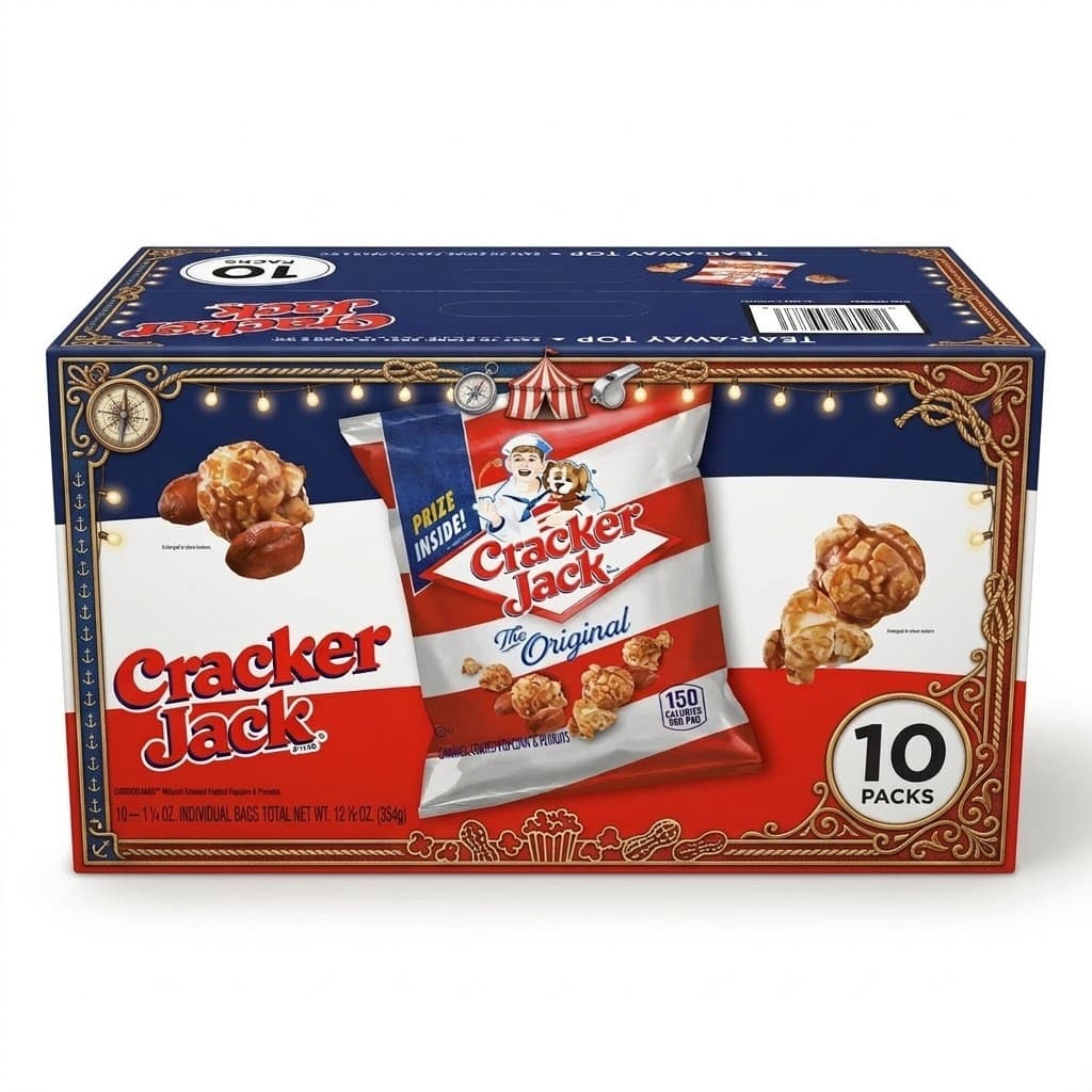 TEMU 10 Count- Original Caramel Coated Popcorn And Snack Packs, Classic Sweet & Salty Flavor, Individually Wrapped 1.25 Oz Bags, Party Size Bulk Box, On-the-go Snacks.
