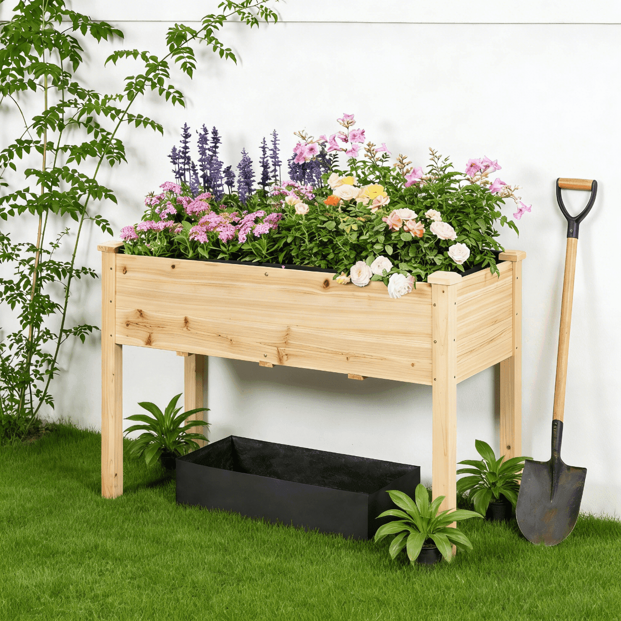 TEMU Fir Wood Garden Bed Planter Box Raised Vegetables Flowers Bed Elevated Planter For Garden And Yard