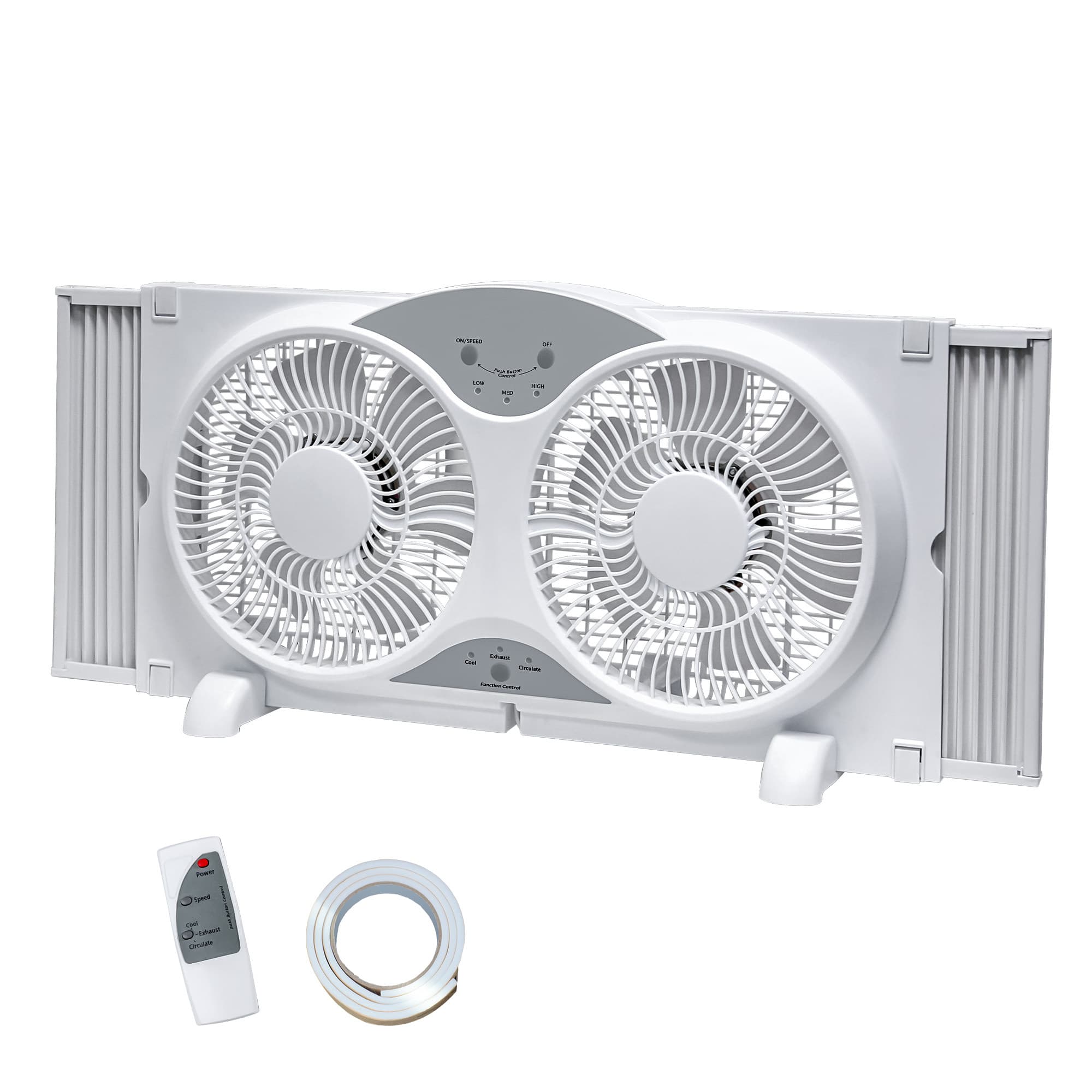 TEMU Twin Window Fan 9-inch With Reversible Airflow, 3 Window Fan With 23.8"-37" Expandable Width, Fans For Home Bedroom