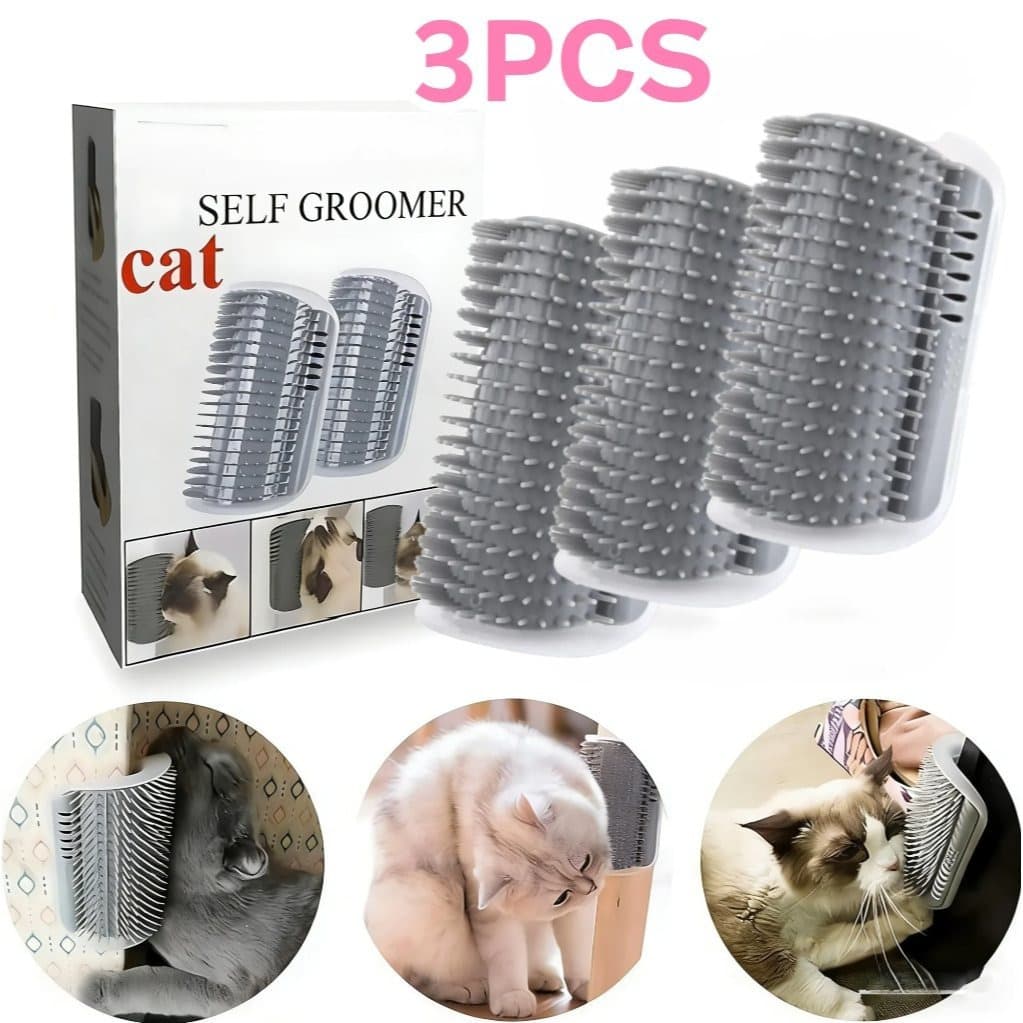 TEMU 3-piece Set Of Soft Cat Hair Comb, Cat Scratching Corner, Corner Massage Comb, And Hair Scraper, Suitable For Small Cats And Dogs With Long And Short Fur
