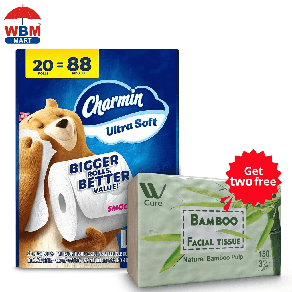 TEMU 20 Pack/230 Sheets Per Roll - Toilet Paper With Free Bamboo Tissue