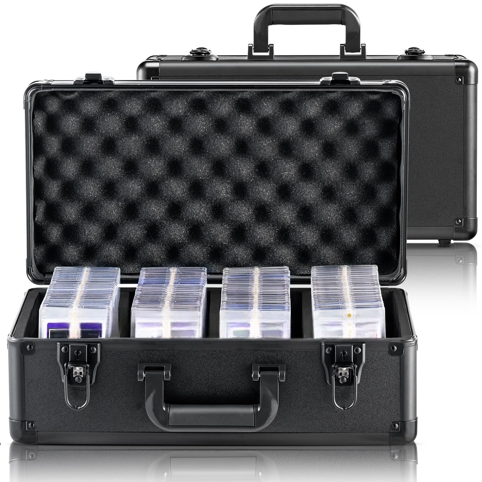 TEMU Vevor 96 Psa Graded Card Storage Box 4 Slots Sports Card Holder Case Key Lock