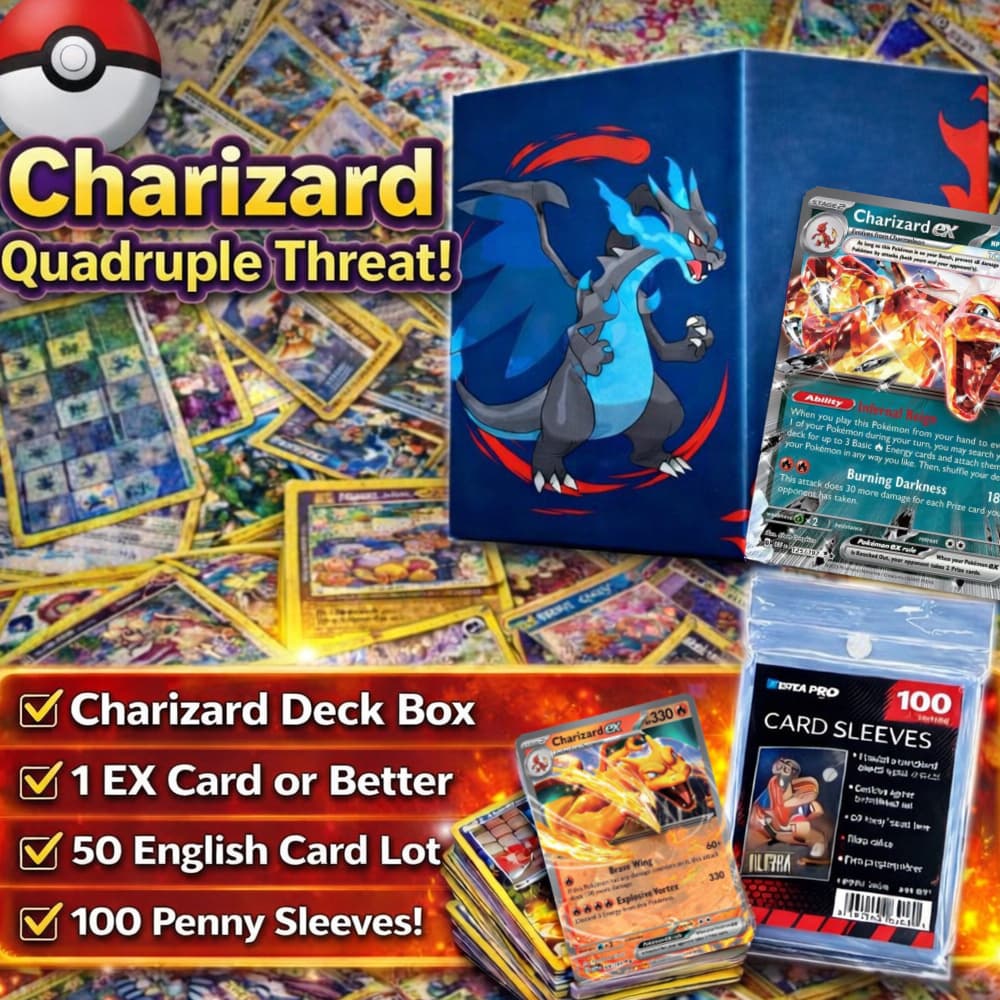 TEMU Premium Bundle Box | /pikachu (pick Your Deck Box), 50 English Cards, Bonus , 100 Sleeves | Great For Collectors And Kids!