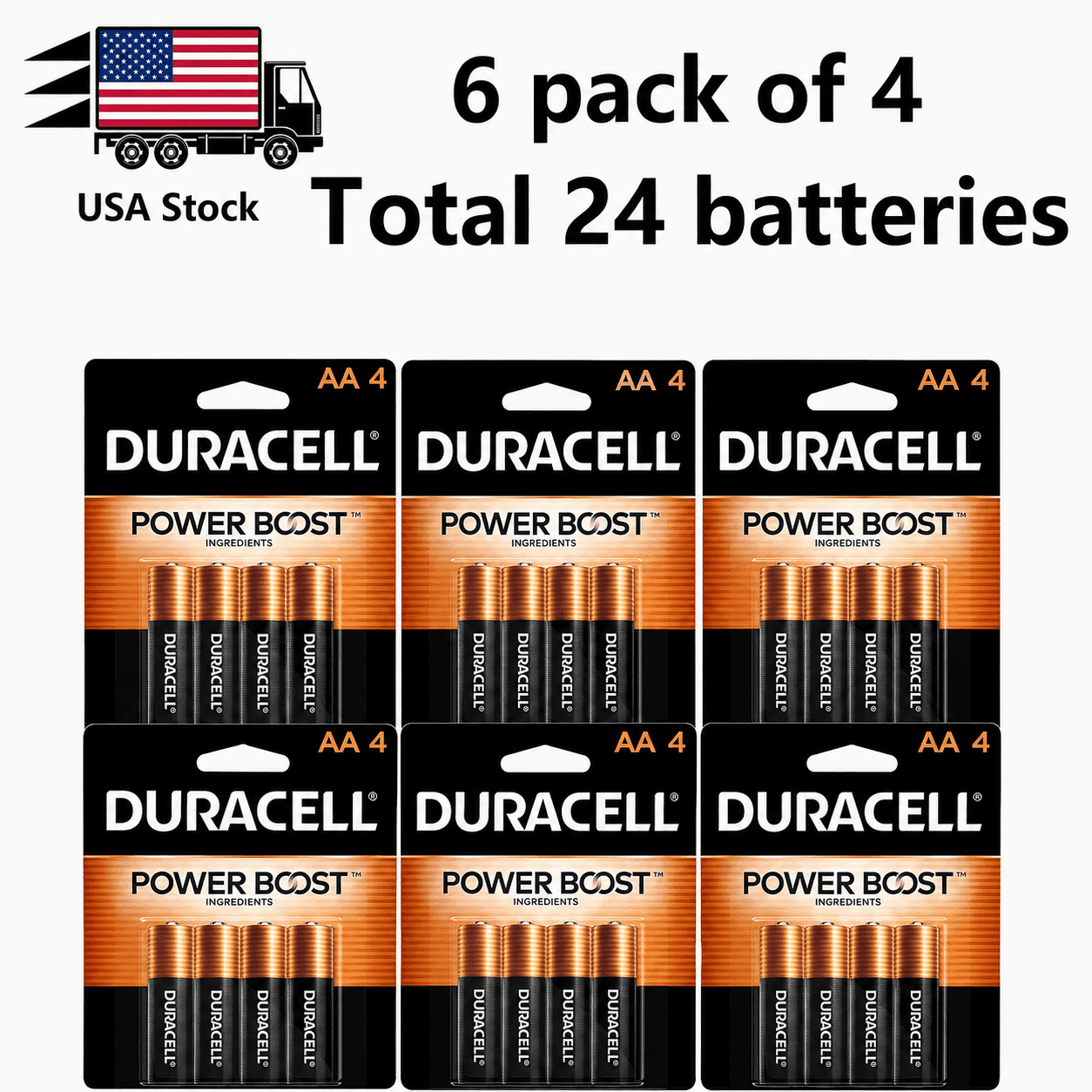 TEMU 24 Count (6 Pack Of 4) / (2 Pack Of 4) Duracell Aa High-performancealkaline Batteries -reliable Energy For Toys, Remotes & Gadgets
