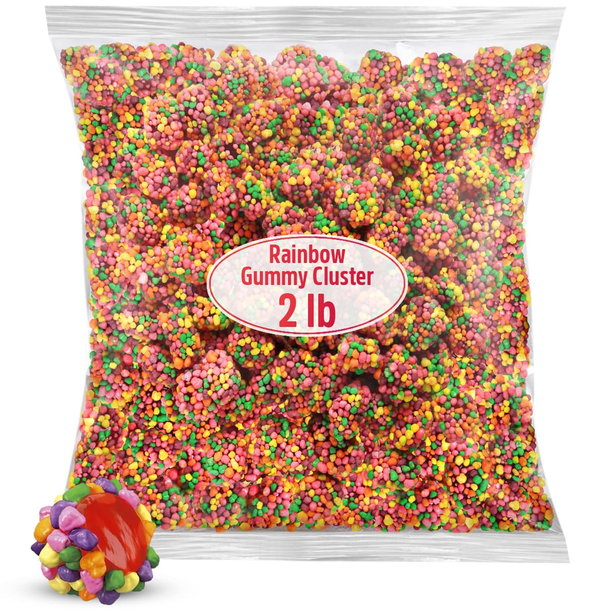 TEMU Gummy Clusters Rainbow Candy, 2lb Pack Of Gummy Clusters Bulk, Perfect Gummy Candy Snack For Parties, Birthdays, Holidays, Gift Bags, Office Treats And Everyday Enjoyment