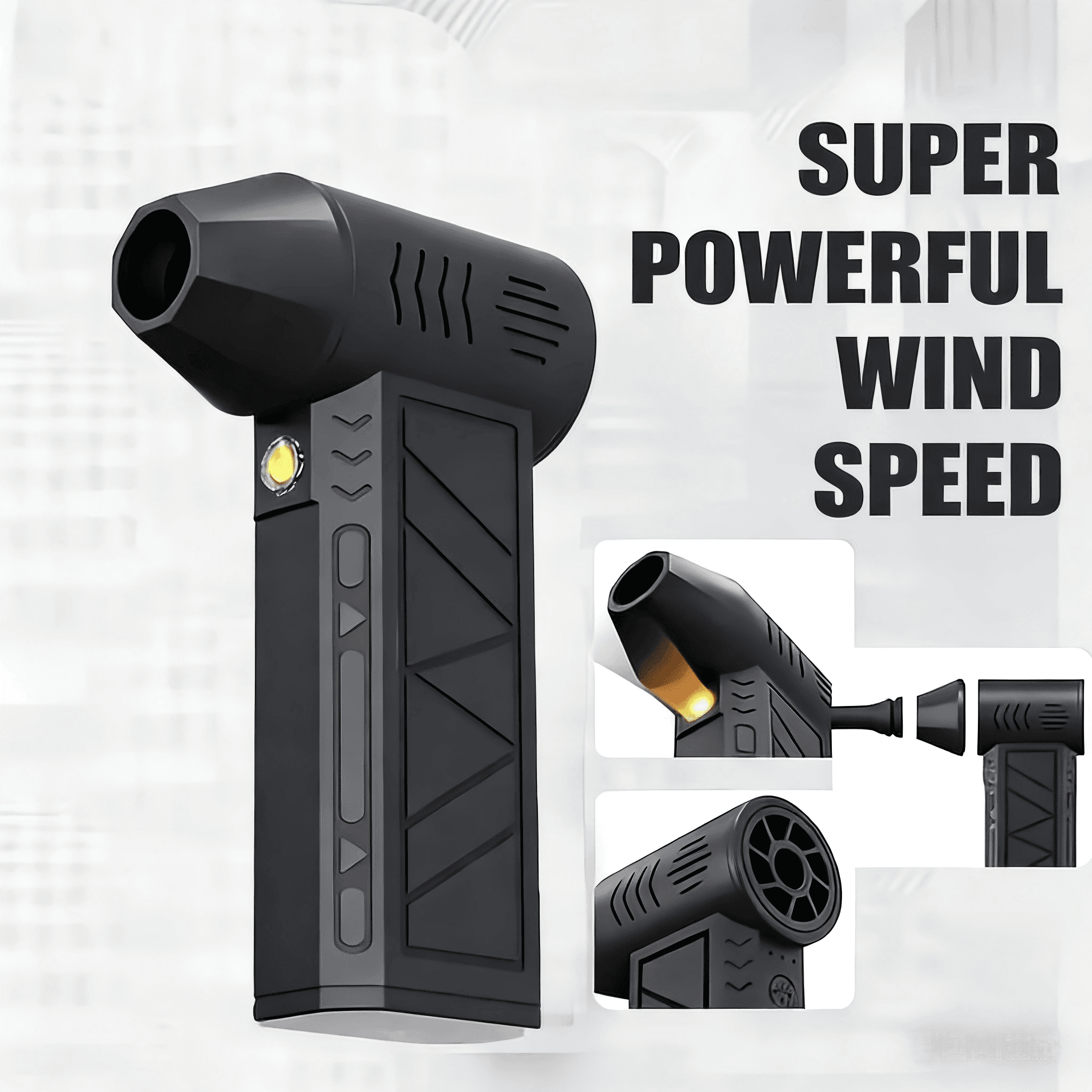 TEMU High-velocity Handheld Portable Fan, Brushless Motor Handheld Fan - Usb Rechargeable, High-velocity, Portable With Lighting Function, Blowing Snow, Camping Essentials, Car Interior Cleaning