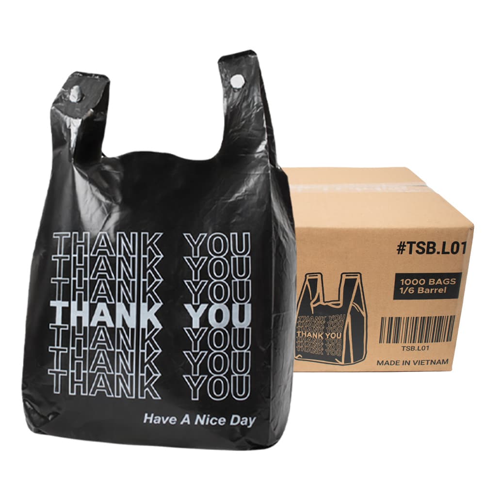TEMU Black Thank You T-shirt Bags 11.5 X 6.5 X 22 In – 1000 Count Heavy Duty Grocery & Retail Shopping Bags With Handles, Bulk Merchandise Bags
