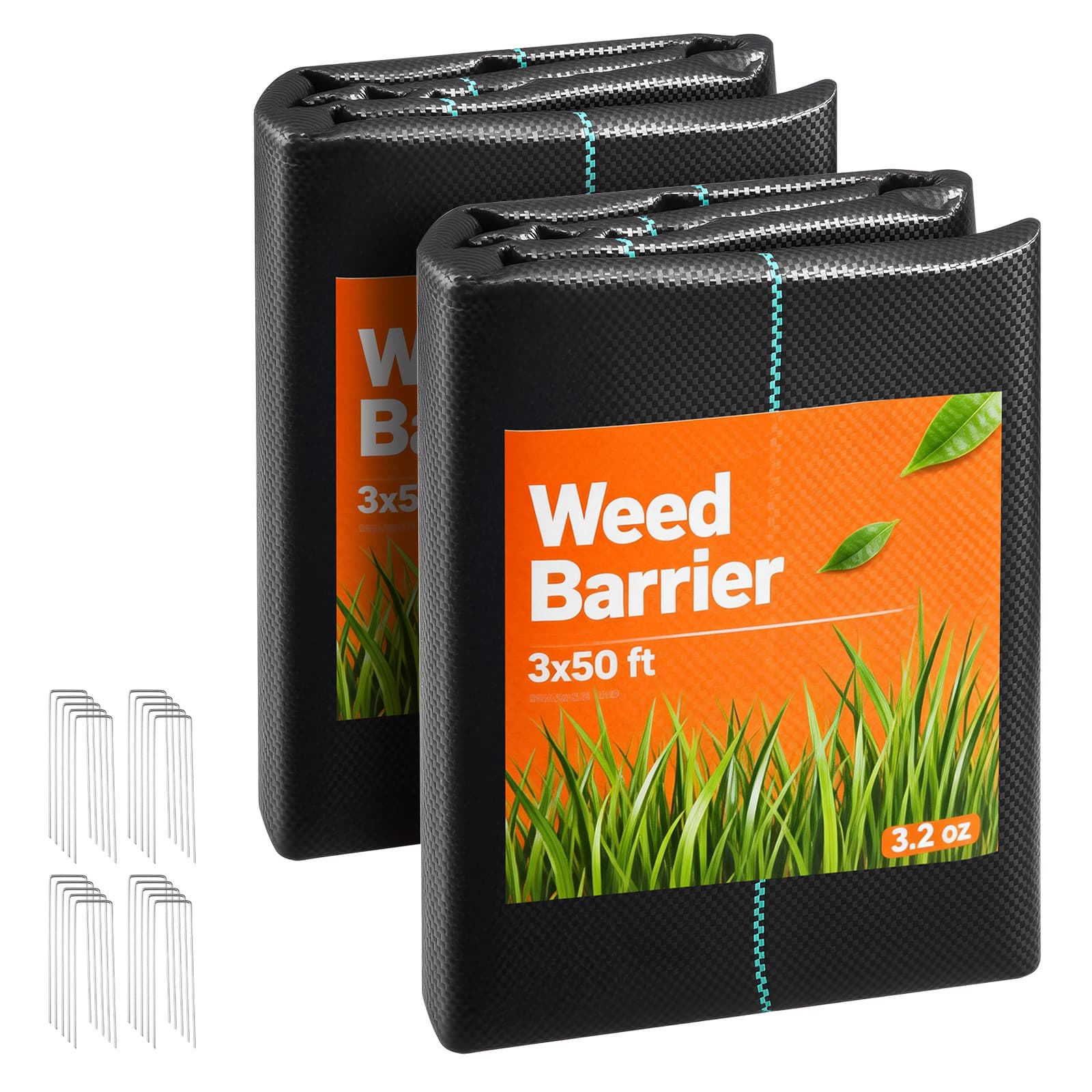 TEMU Vevor Barrier Fabric Heavy Duty, 2 Packs 3x50ft 3.2oz Blocker Fabric, Woven Landscape Fabrics, Garden Fabrics Weeds Barrier, Weeds Control Ground Cover, Geotextile Webbing, Black