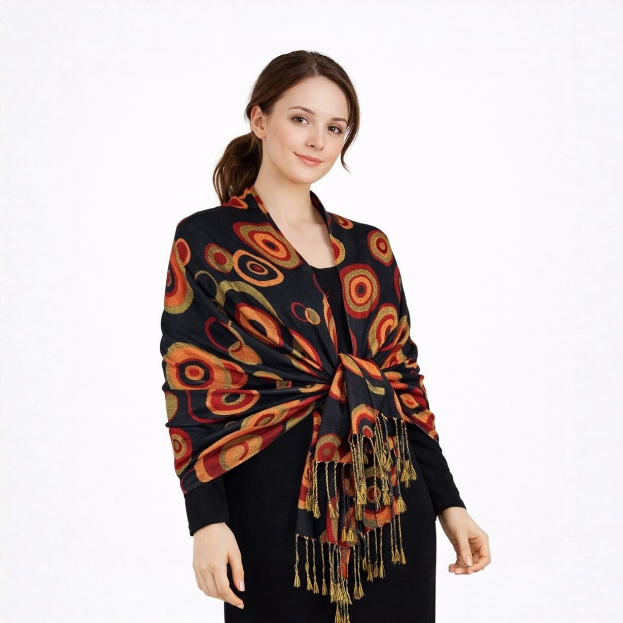 TEMU Ultra Thick Reversible Circle Pattern Scarf – Double Sided Cozy Wrap Scarves