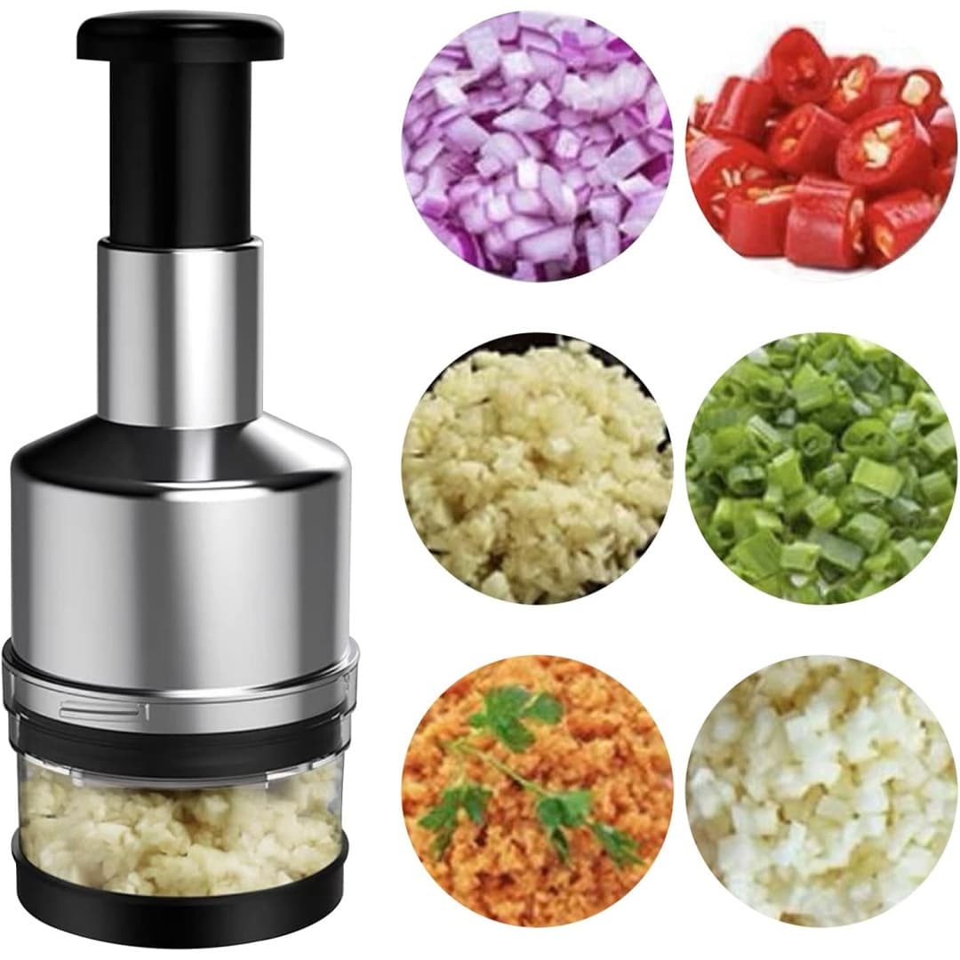 TEMU Manual Vegetable & Onion Chopper Dicer, Food Chopper, Stainless Steel Blade, Dishwasher-safe, Includes Storage Container Kitchen Utensils