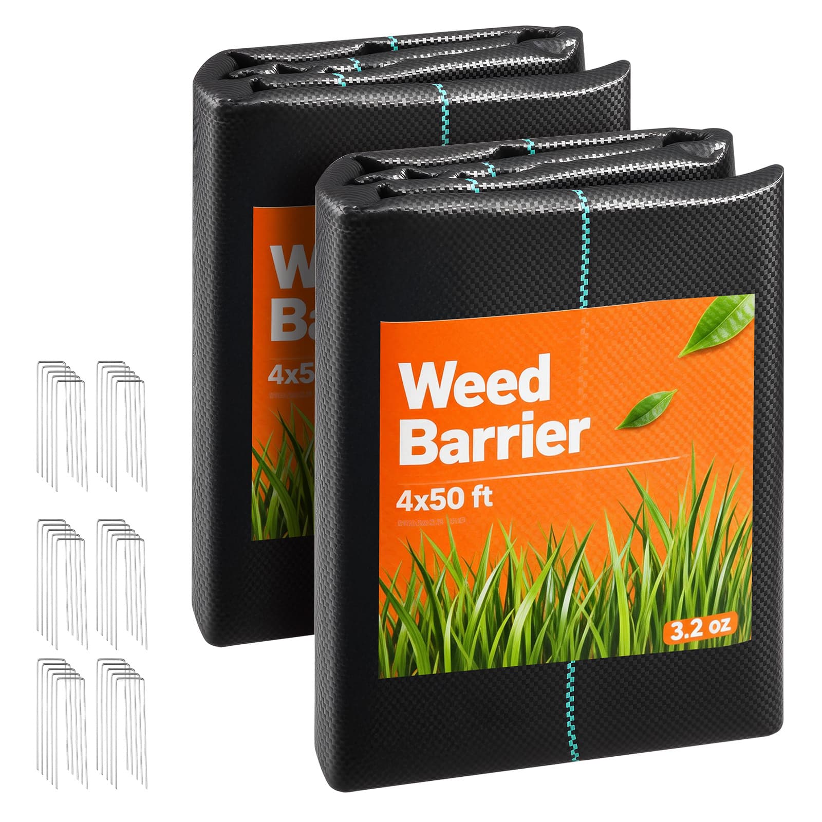TEMU Vevor Barrier Fabric Heavy Duty, 2 Packs 4x50ft 3.2oz Blocker Fabric, Woven Landscape Fabrics, Garden Fabrics Weeds Barrier, Weeds Control Ground Cover, Geotextile Webbing, Black