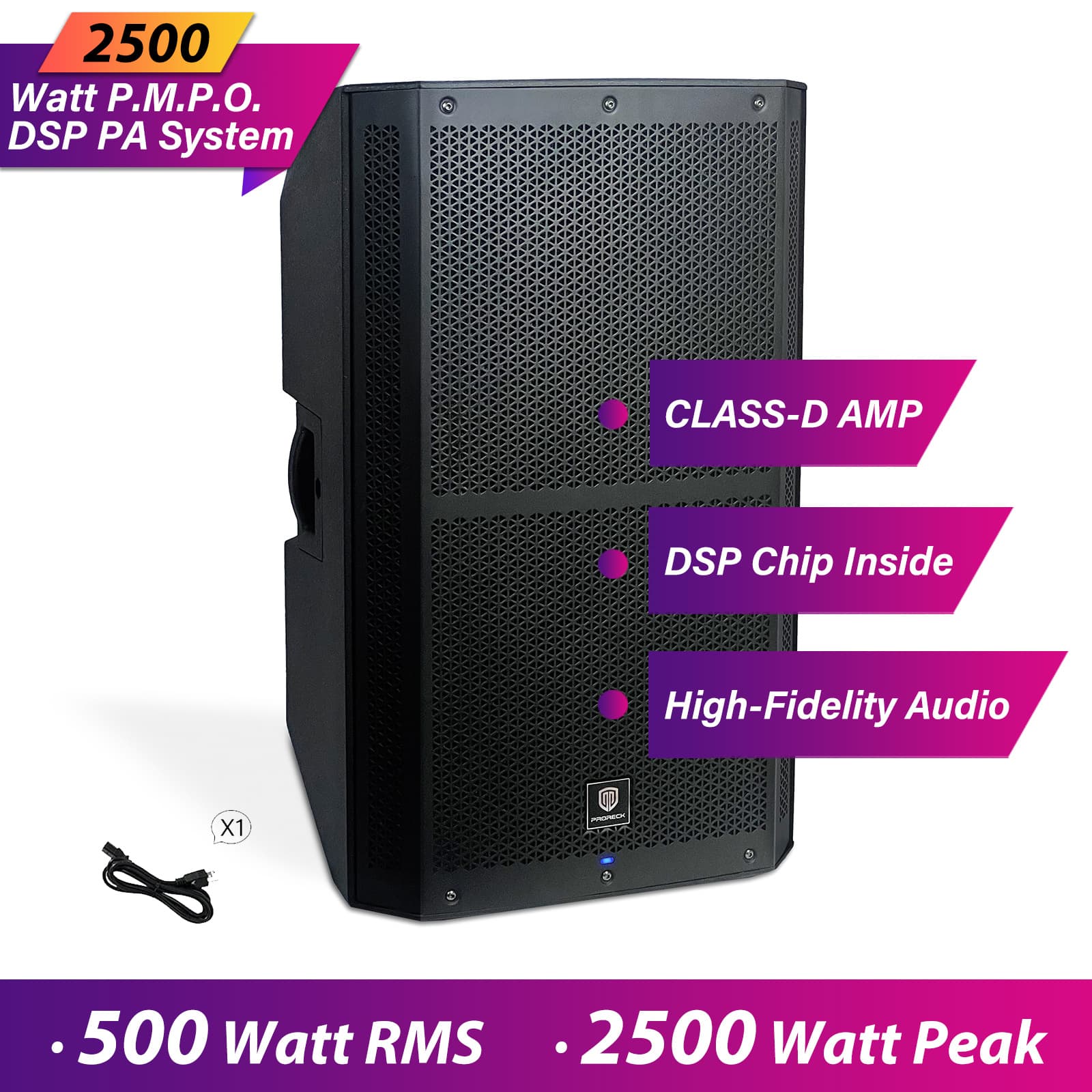 TEMU 2500w .o 15-inch Monitor Speaker With Dsp - Perfect For Professional Djs, Weddings, Churches, And High-fidelity Sound