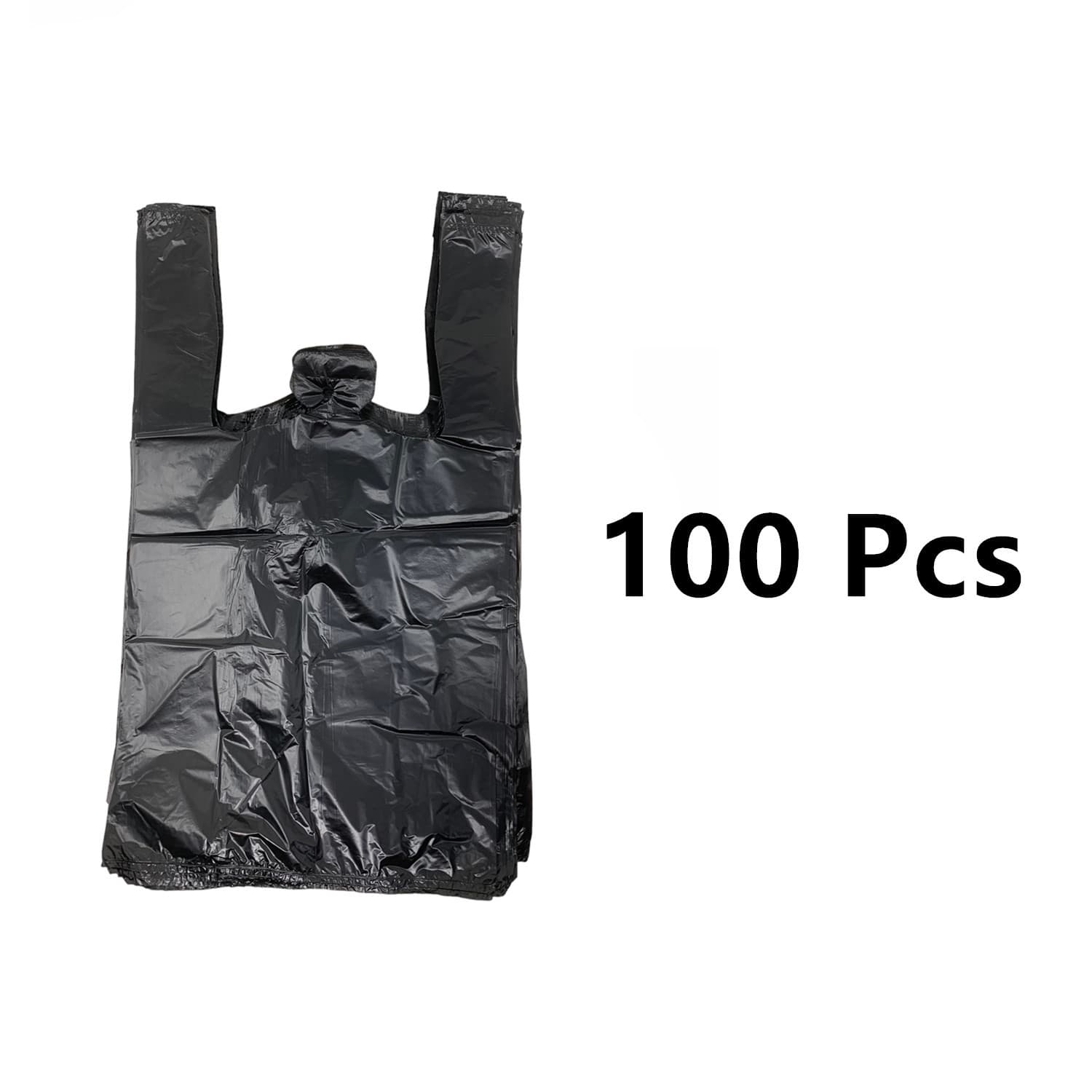 TEMU 100/500/1000 Small 1/10 T-shirt Bags Black Plastic Carry Out Shopping Grocery Retail Takeout Merchandise Handle Packaging 15 X .5 Inches