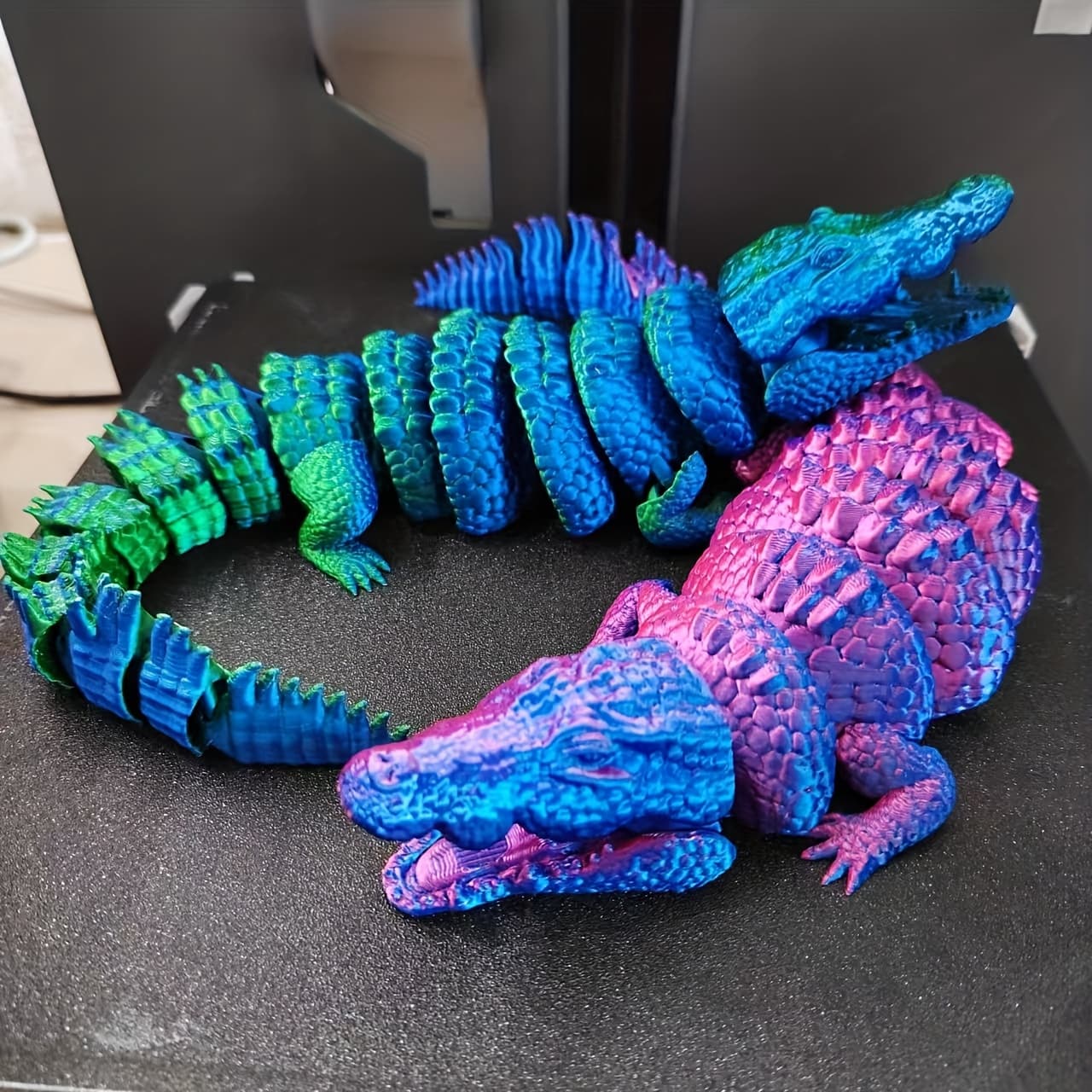 TEMU 2pcs Realistic 3d Crocodile Figurine Set - Collectible Reptile With Detailed Scales, Suitable For Aquarium Decor, Terrarium Habitat, & Educational Displays, Multicolor Crocodile Ornaments