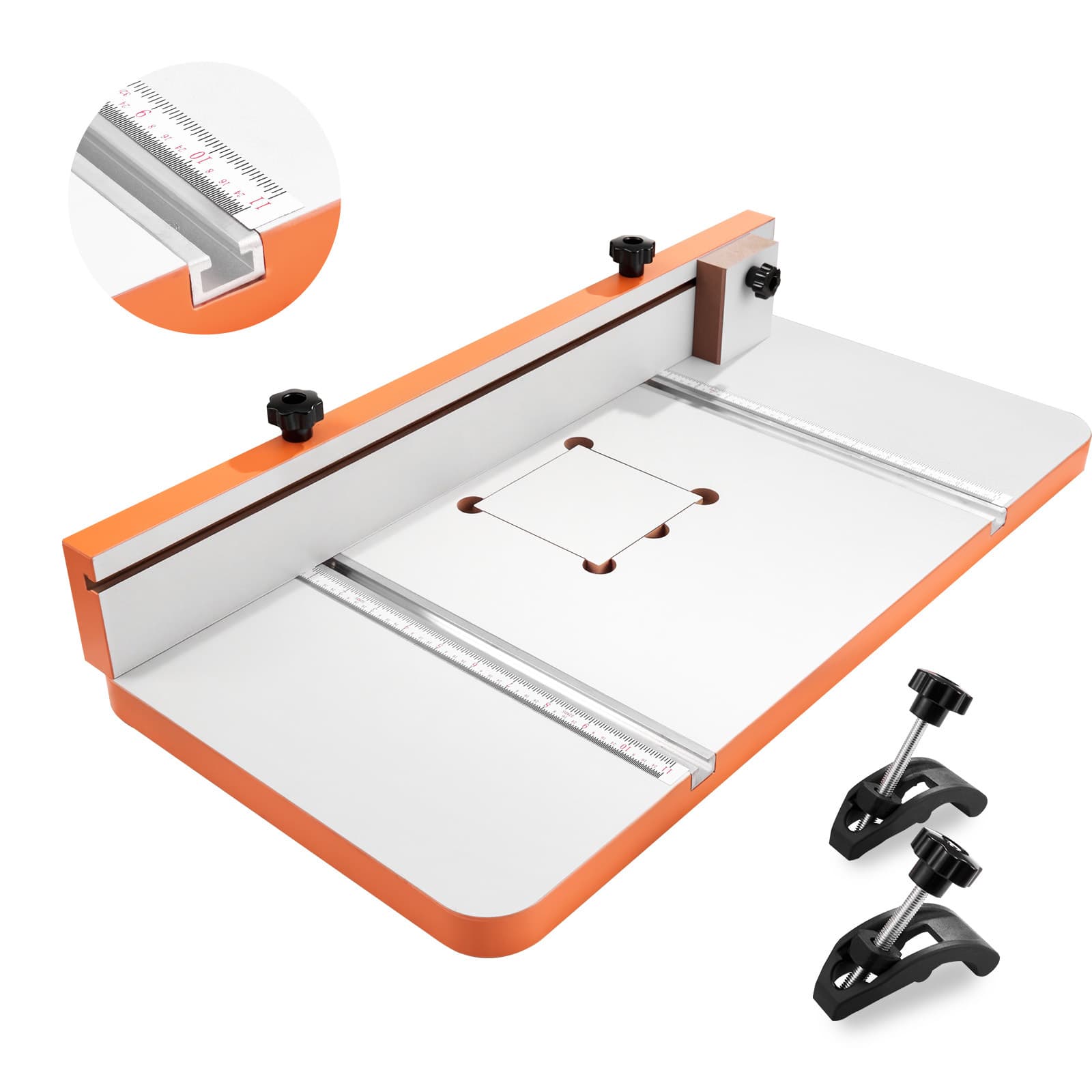 TEMU Vevor Drill Press Table, 24 12 In, Worktable With An Adjustable Fence And , Compatible T-slots, Mdf Tabletop, Built-in Scale, Support Multiple Clamps And Vises, For Drill Presses