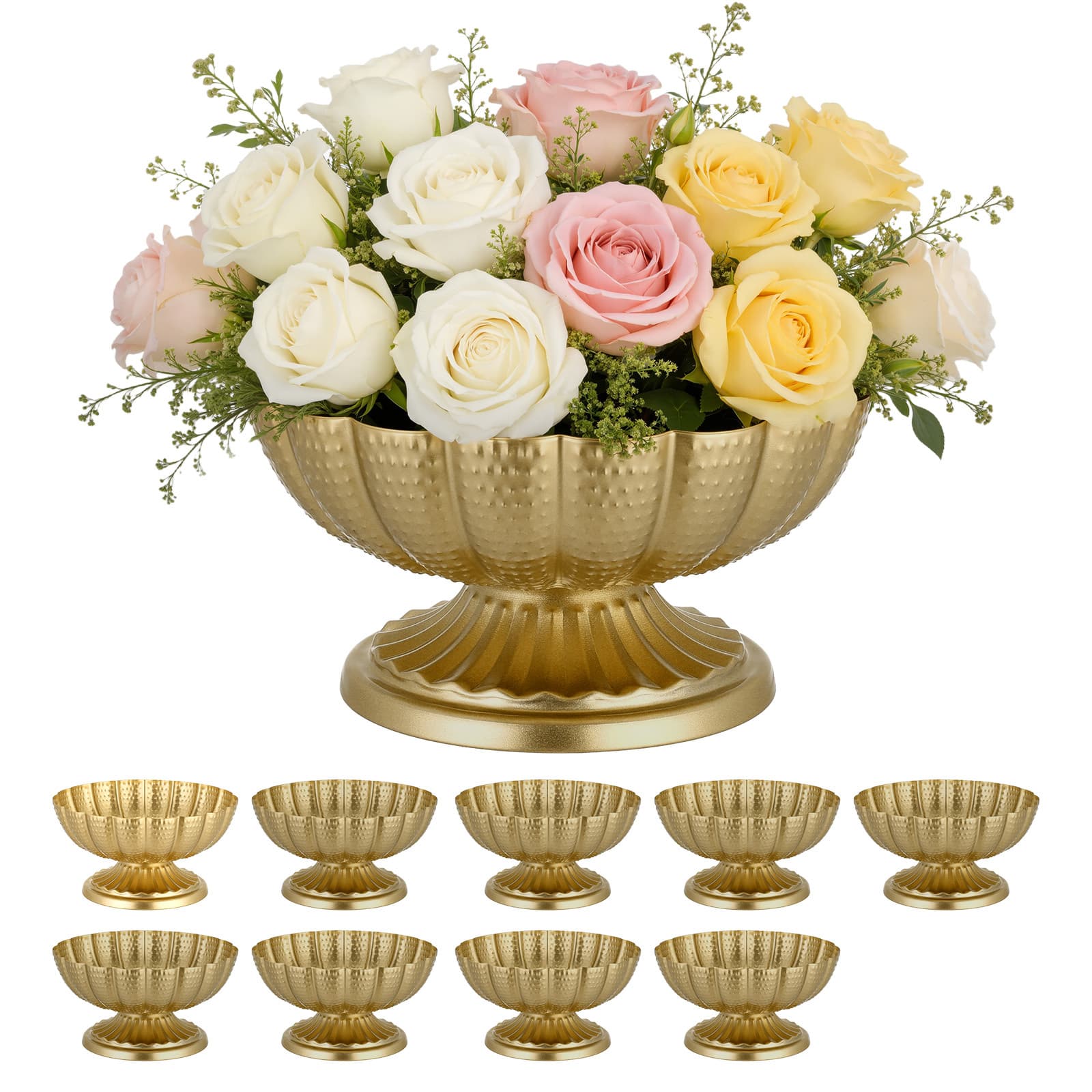 TEMU Vevor 10 Pcs Wedding Flower Vase, 4.7 In Mini Flower Table Centerpieces, Small Floral Bowl Decorative , Versatile Arrangement Stand For Party Events Home Decor Reception, Gold
