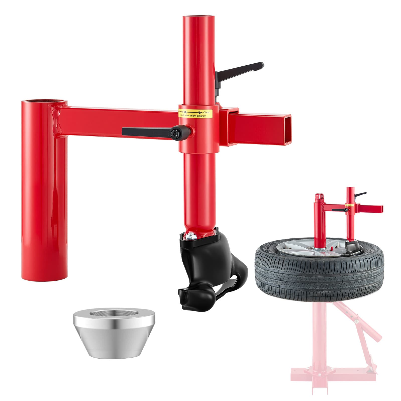 TEMU Vevor Manual Tire Changer Kit With Silver Cone, Fit For 16"-21" Wheels, Heavy Duty Manual Tire Changer Adapter Kit, Mounting And Demounting Tool For Most Cars, Suvs, Trucks,