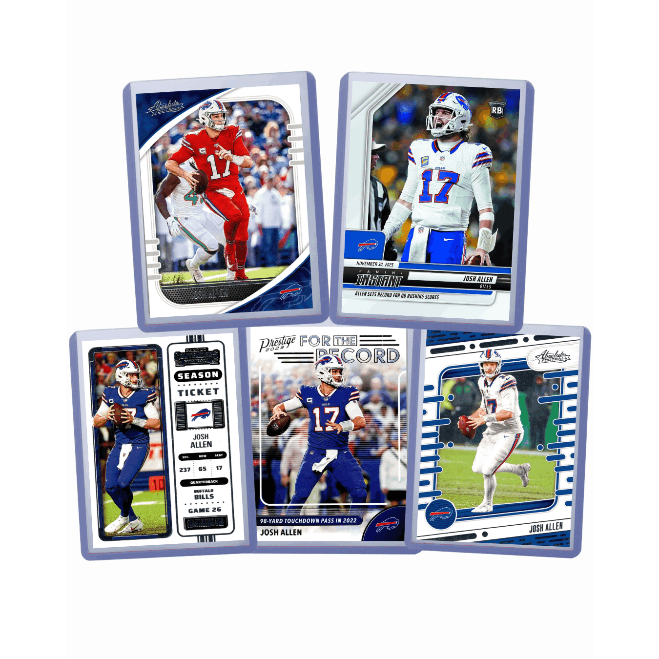 TEMU Allen 5-card Assorted Lot – Topps, Panini, – Football Cards -