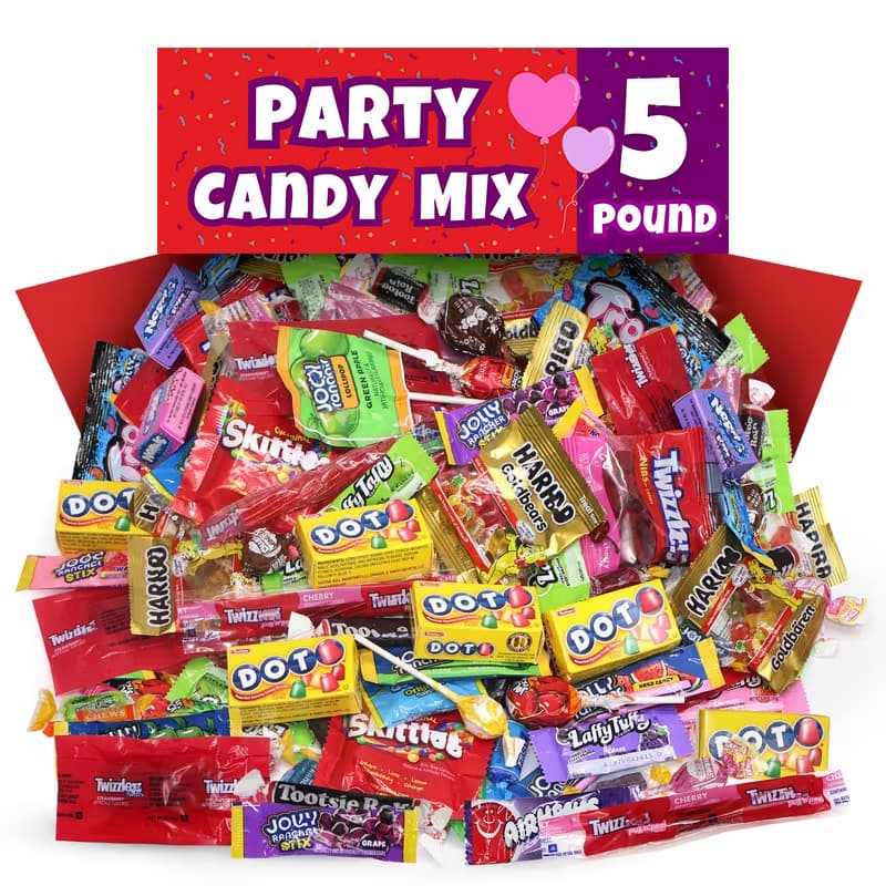TEMU Bulk Candy Variety Pack 5 Pound - Individually Wrapped Assorted Candies For Pinata Fillers, Birthday Parties Schools & Treats - Approx 250 Pieces