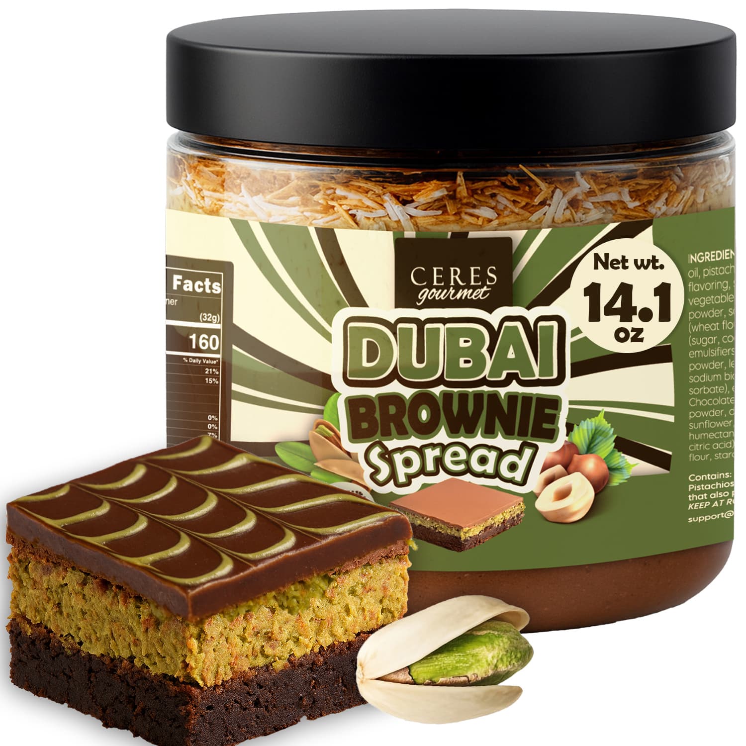 TEMU Dubai Chocolate Pistachio Brownie Cake – Family Size Viral Dubai Dessert-14.1 Oz
