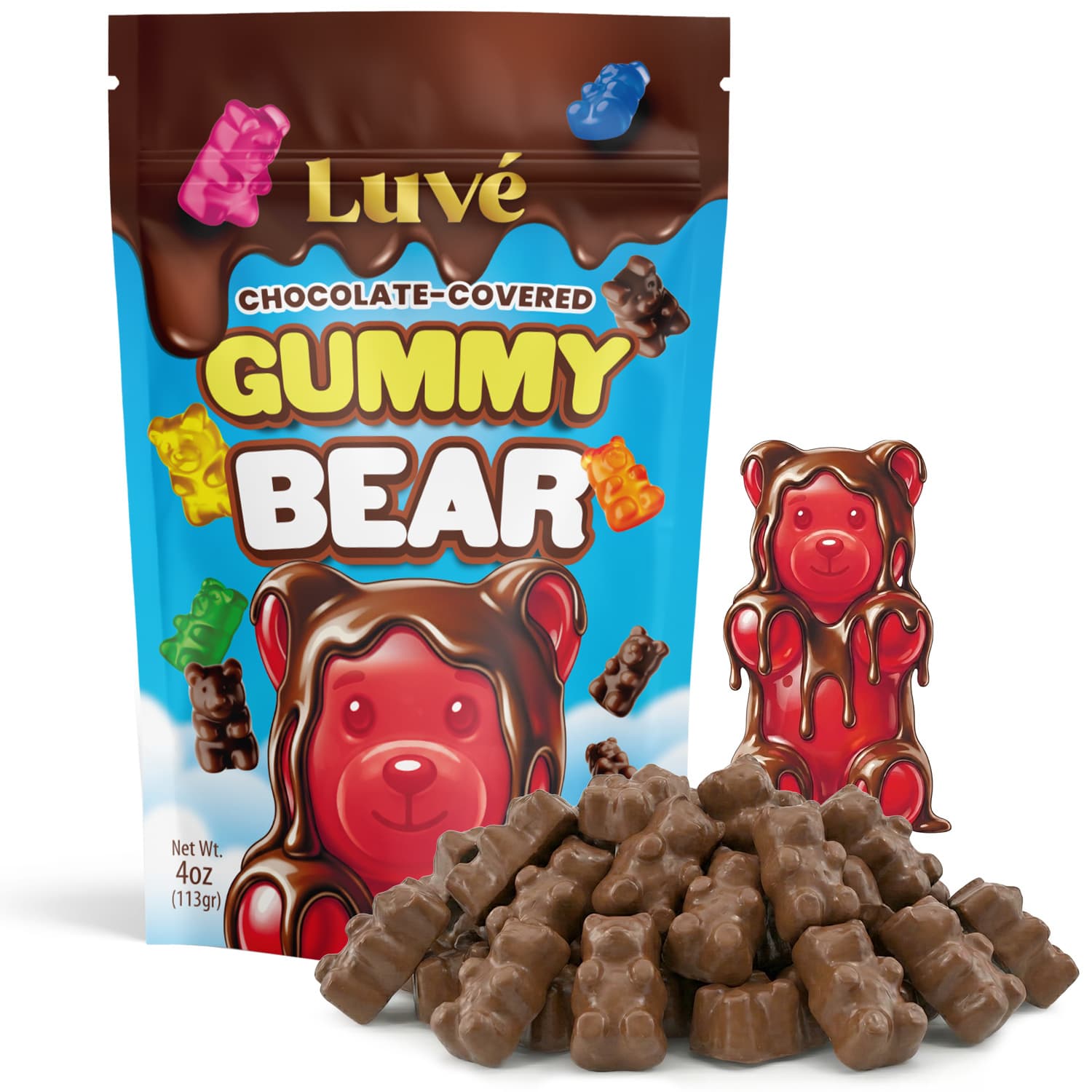 TEMU Chocolate Covered Gummy Bears Milk Chocolate Gummy Bears 4oz Bags Sweet Bear Chocolates With Texture In Every Bite For And Adults