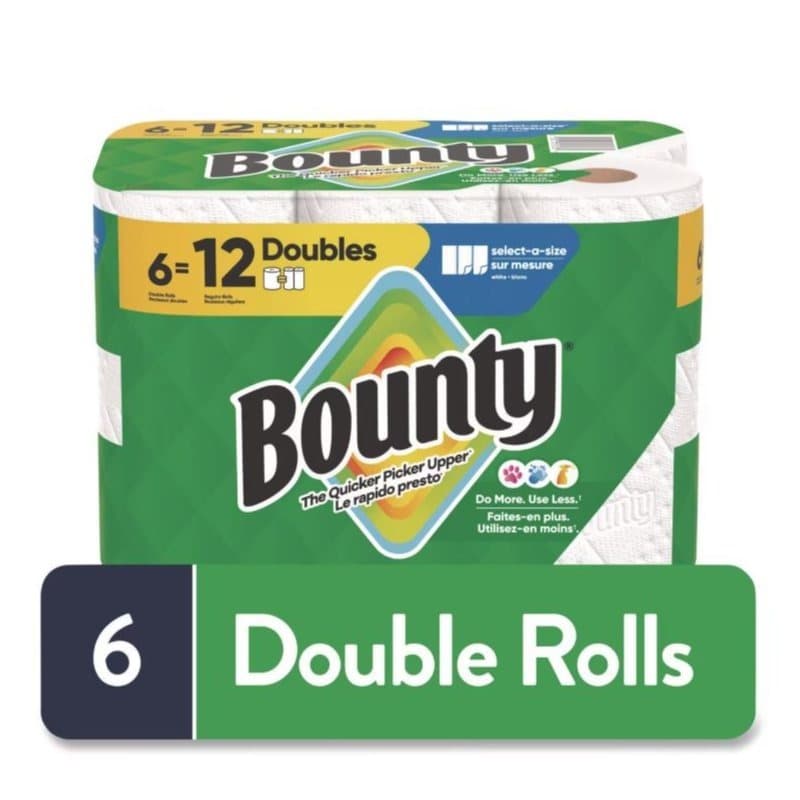 TEMU Bounty -a-size Kitchen Paper Towel Rolls, 2-ply, 6 X 11, White, Double Size Rolls, 82 Sheets Per Roll