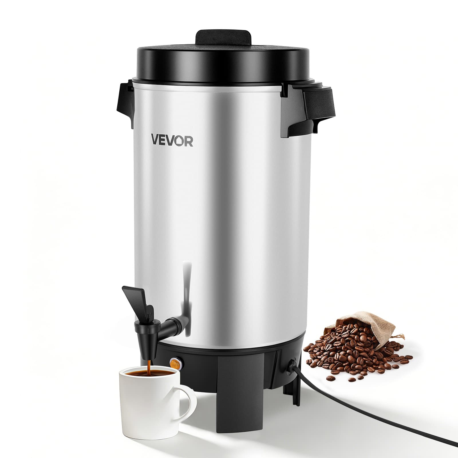 TEMU Vevor Commercial Coffee Urn, 40 Cup 203oz Hot Beverage Dispenser With Faucet, 1090w Quick-brewing Coffee Maker, Automatic Temperature Control, For Catering, Party, Church & Restaurant
